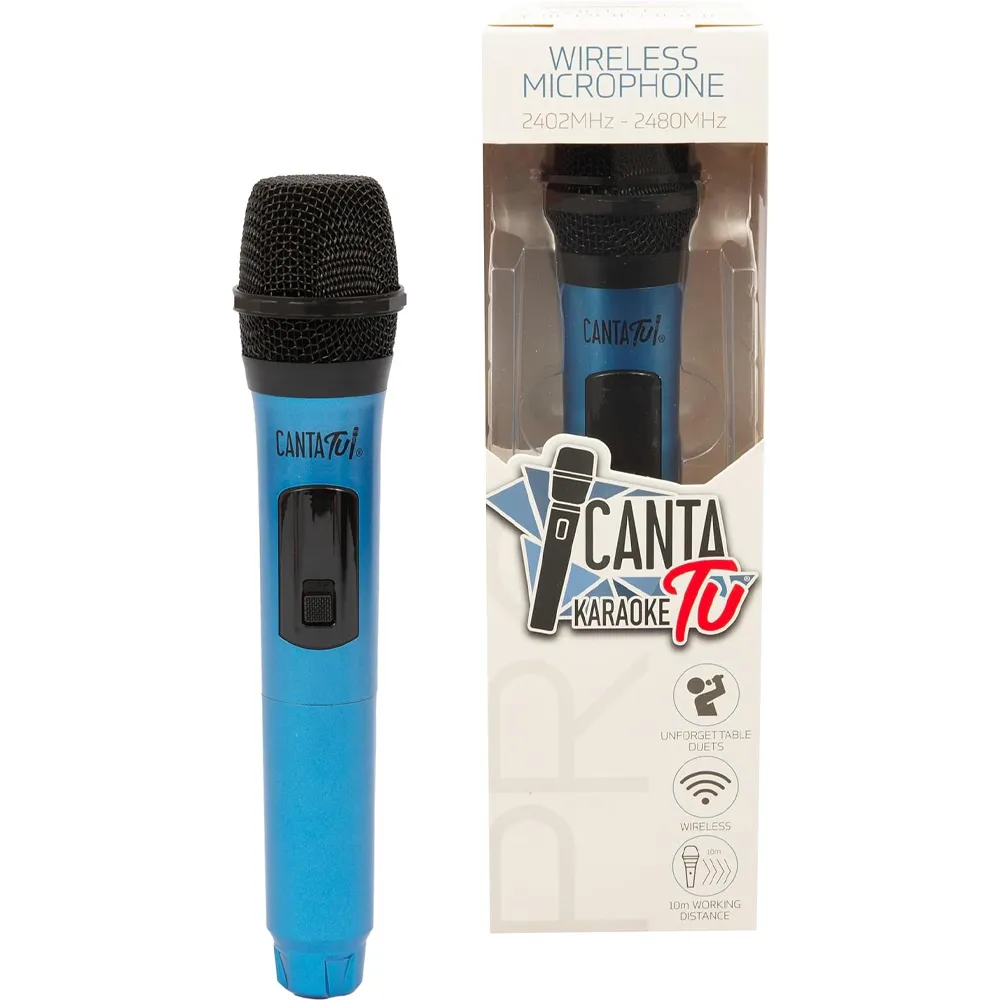 Microfono Wireless per Canta Tu Karaoke PRO Colore Blu Perfetto per i Duetti