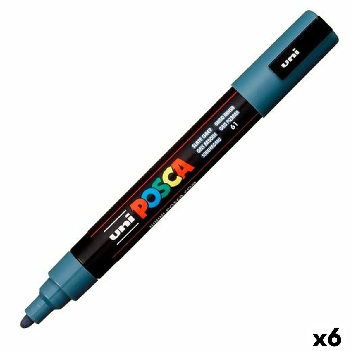 Pennarelli POSCA PC-5M Grigio scuro (6 Unità)