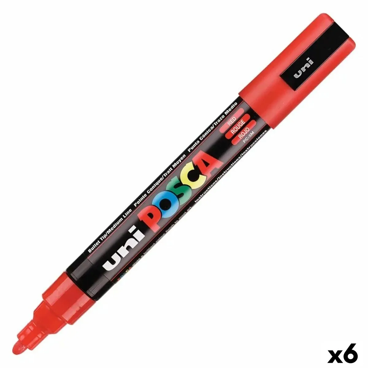 Pennarello POSCA PC-5M Rosso (6 Unità)