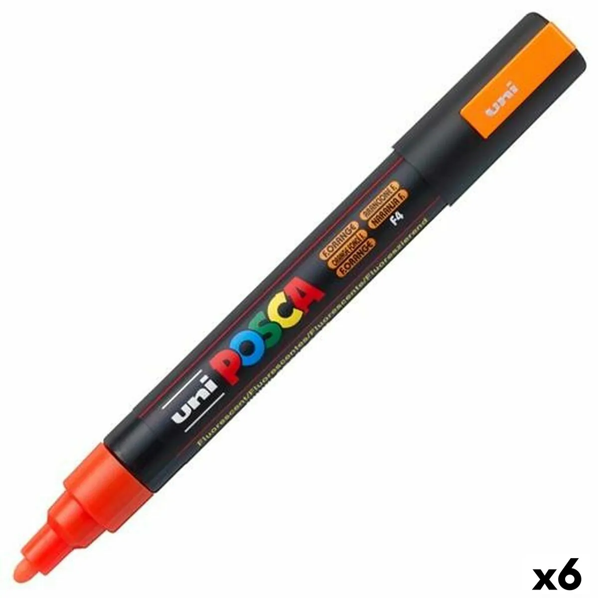 Pennarelli POSCA PC-5M Punta a proiettile Fluoro Arancio (6 Unità)