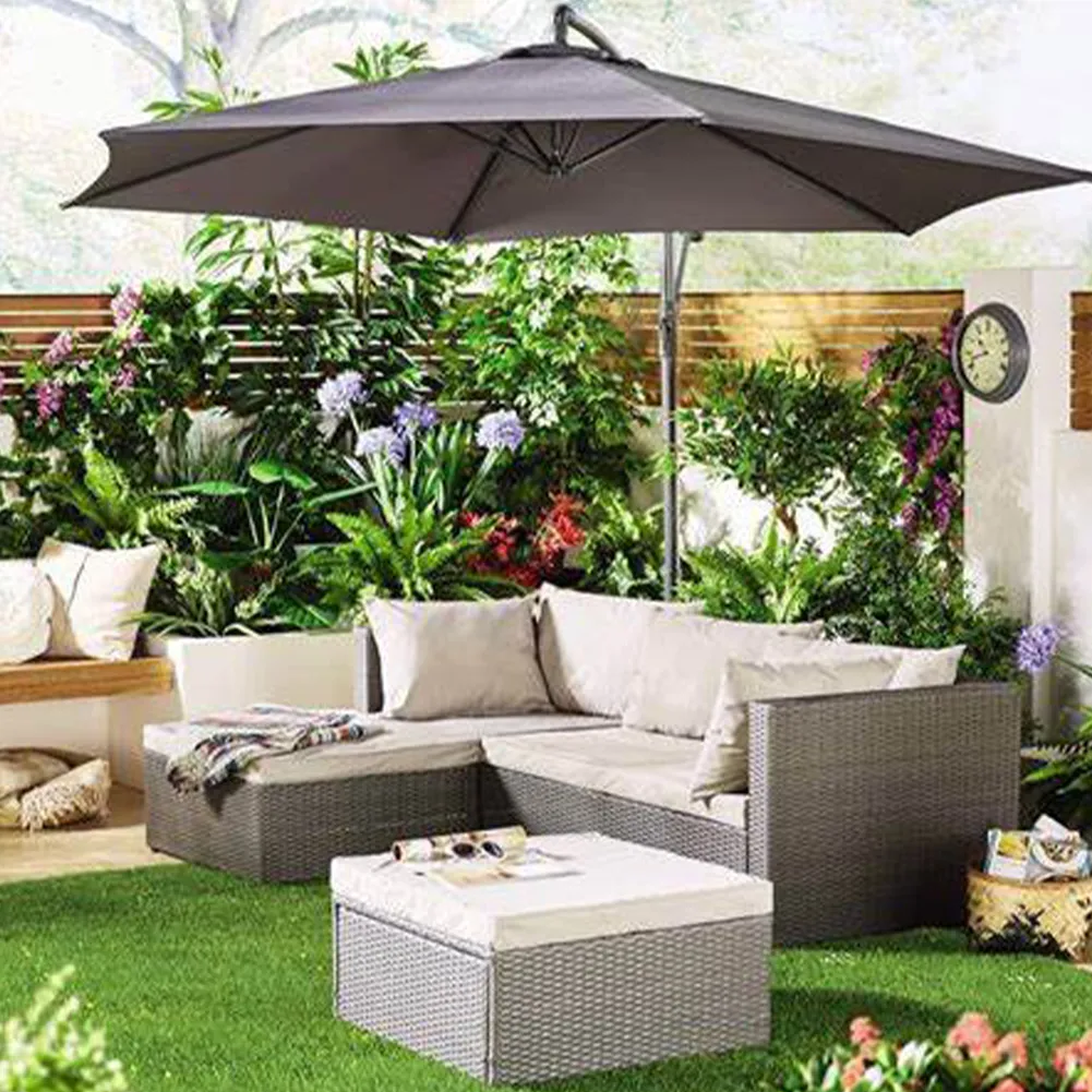 Set Salotto Divano in Polyrattan con Pouf Contenitore da Esterno Giardino Beige