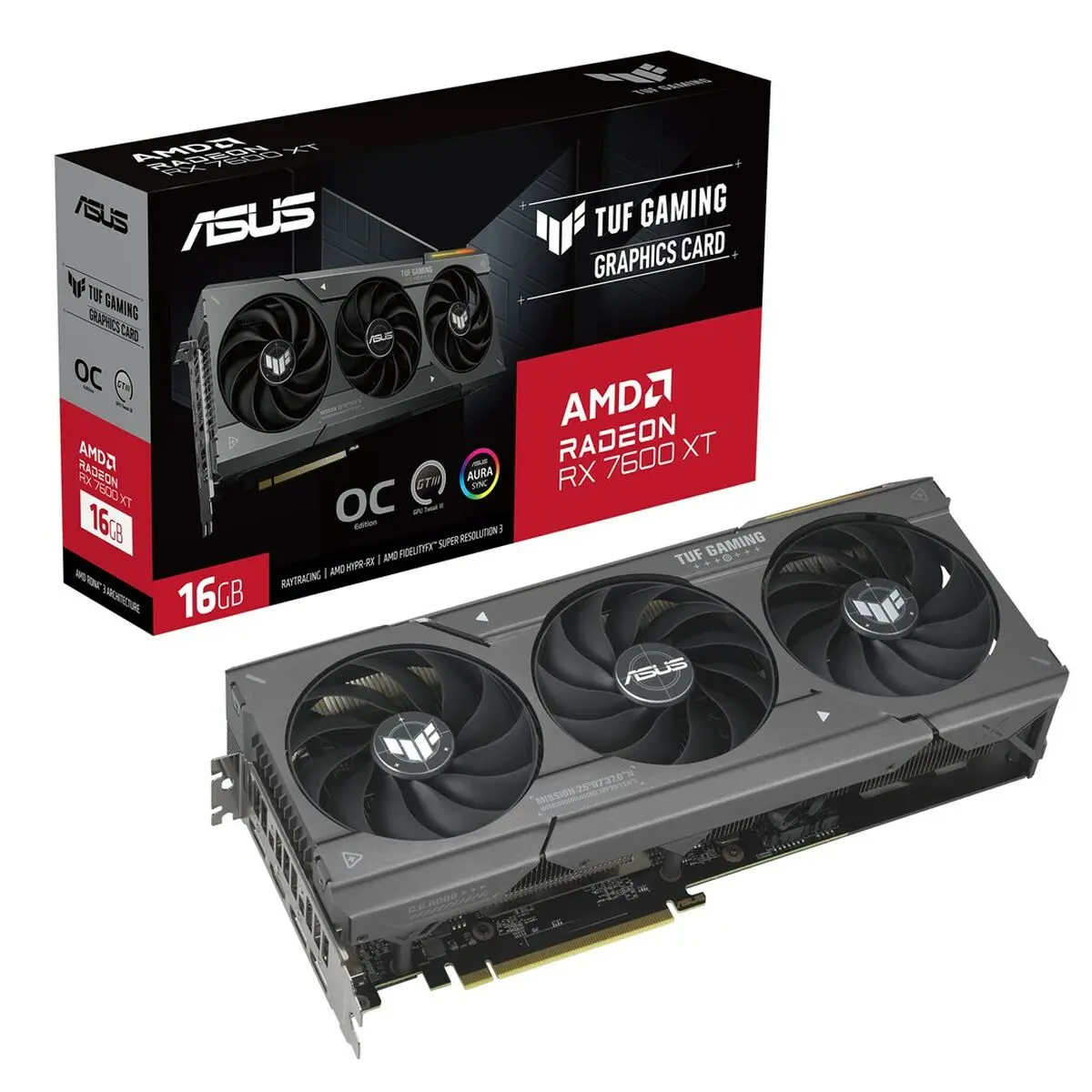 Scheda Grafica Asus TUF-RX7600XT-O16G AMD RADEON RX 7600 XT 16 GB GDDR6