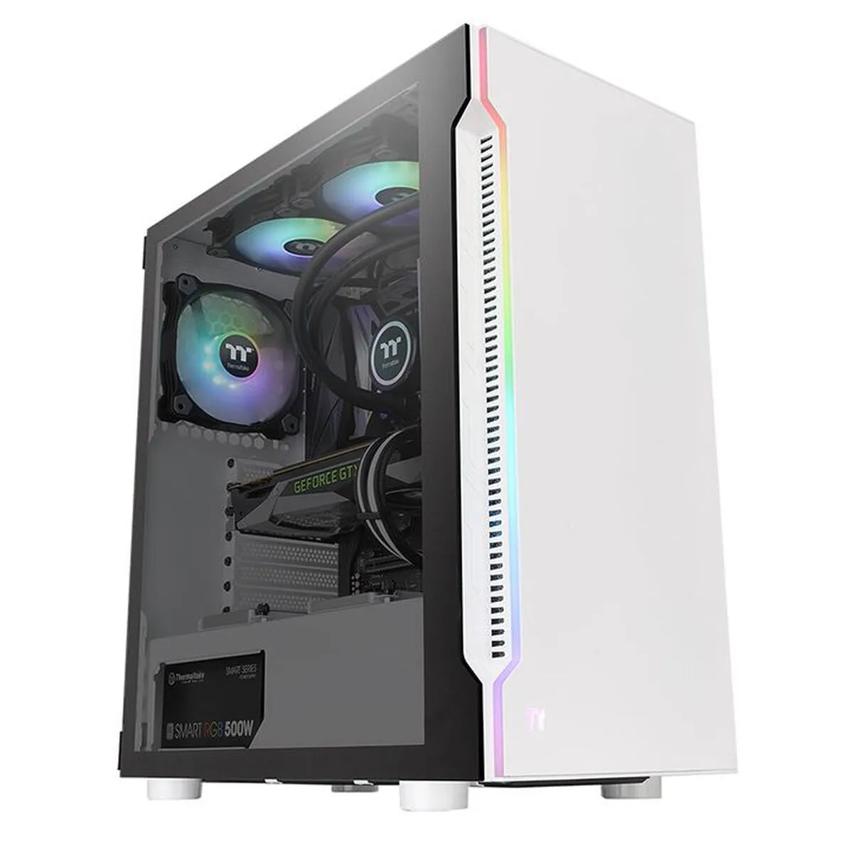 Case computer desktop ATX THERMALTAKE H200 TG Snow RGB Bianco Nero