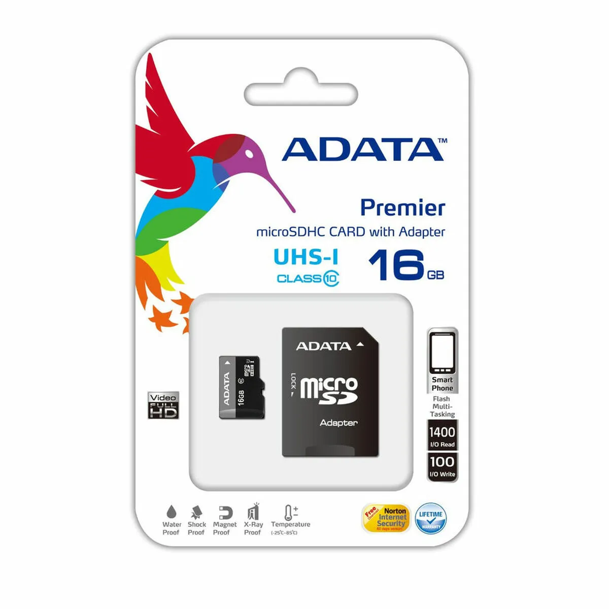 Scheda Di Memoria Micro SD con Adattatore Adata CLASS10 16 GB