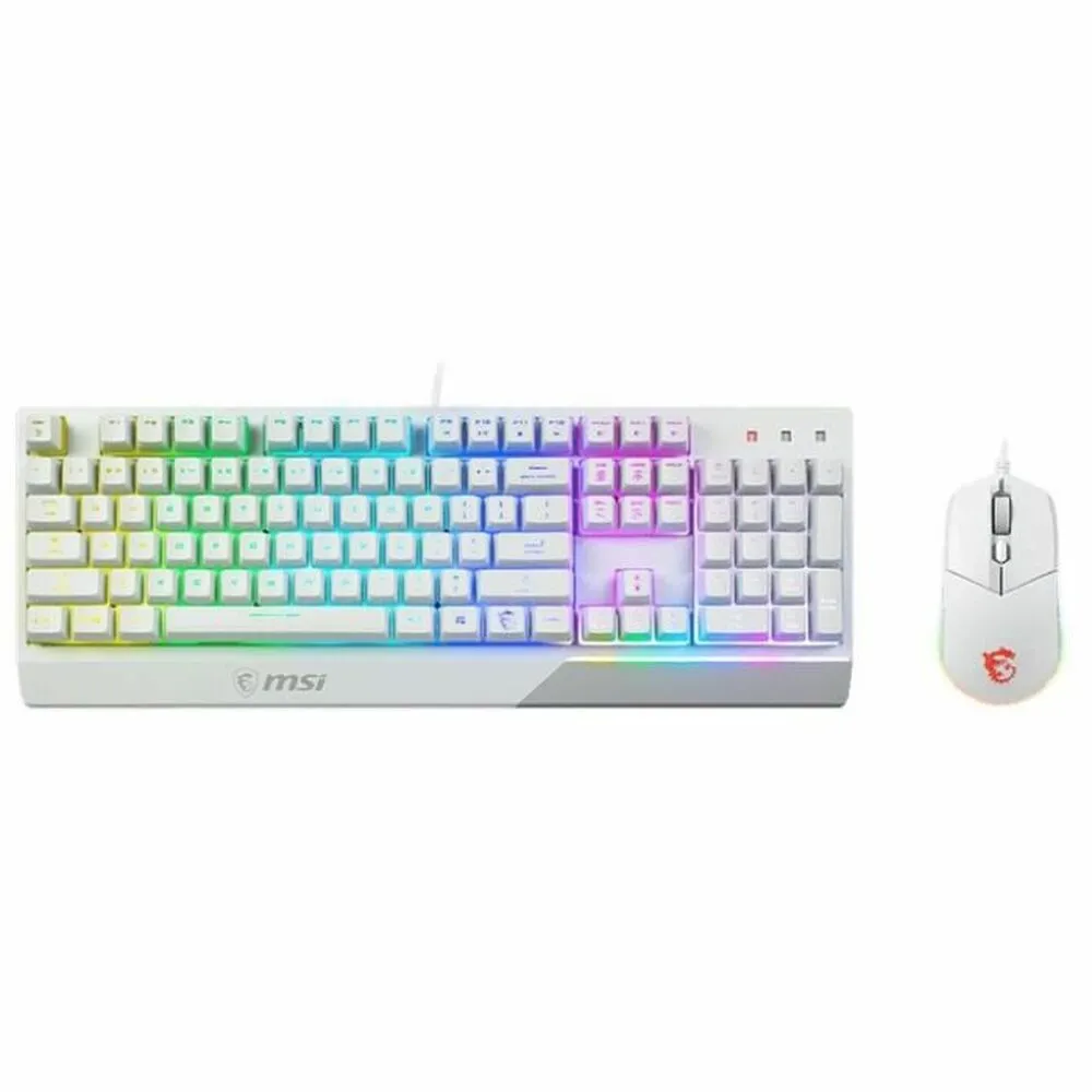 Tastiera e Mouse Gaming MSI Vigor GK30 AZERTY Bianco Francese