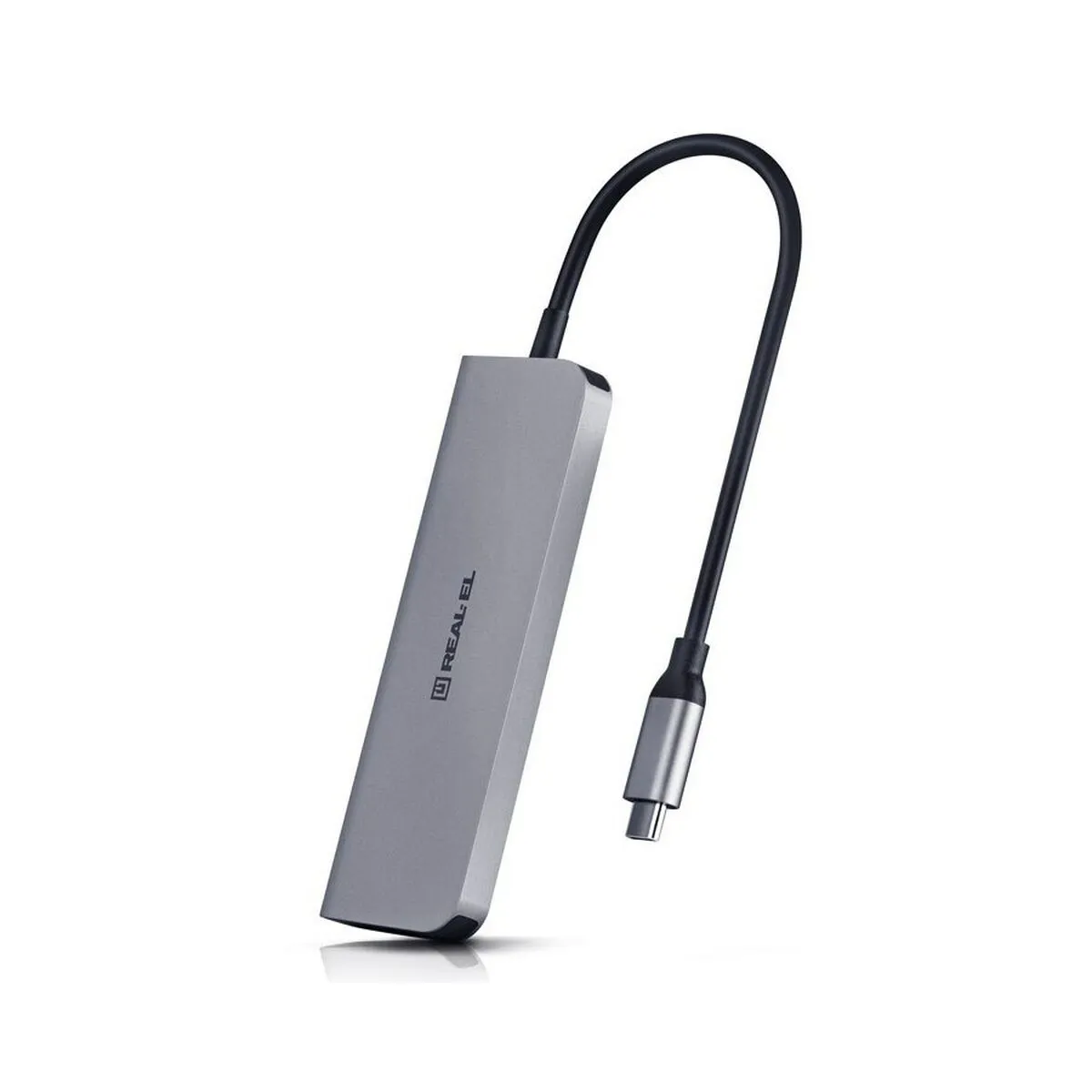 Hub USB-C Real-El REAL-EL CQ-700 5 in 1 Nero Grigio 100 W