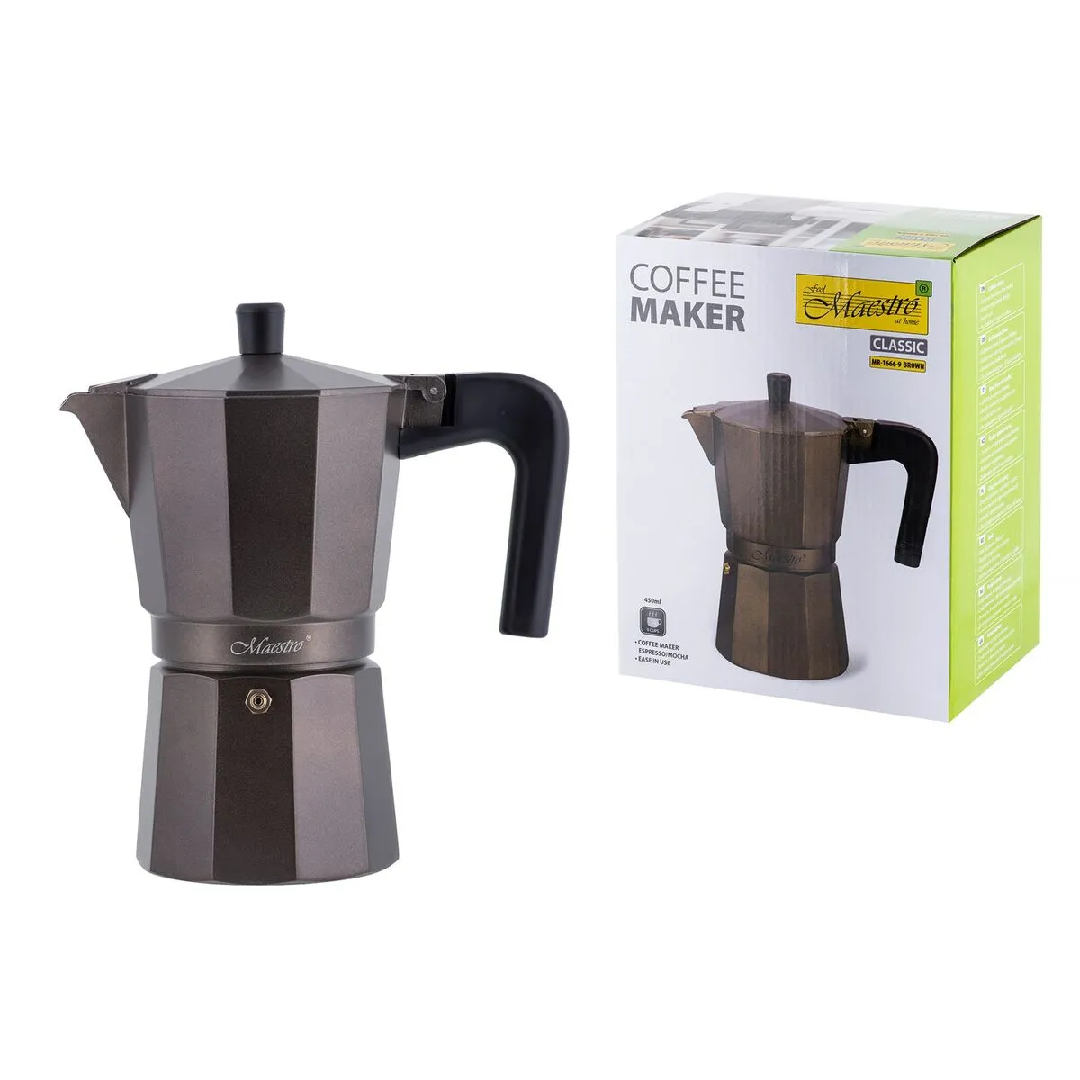 Cafettiera Italiana Feel Maestro MR-1666-9-BROWN Bronce Alluminio 450 ml 9 Tazze