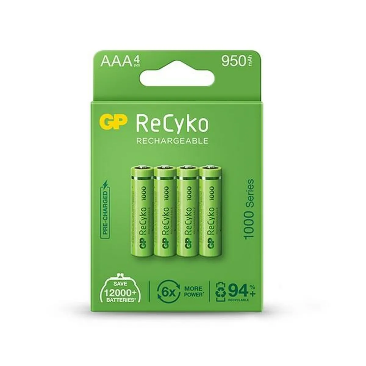 Batterie Ricaricabili GP ReCyko 1000 Series R03 950 mAh 1,2 V AAA