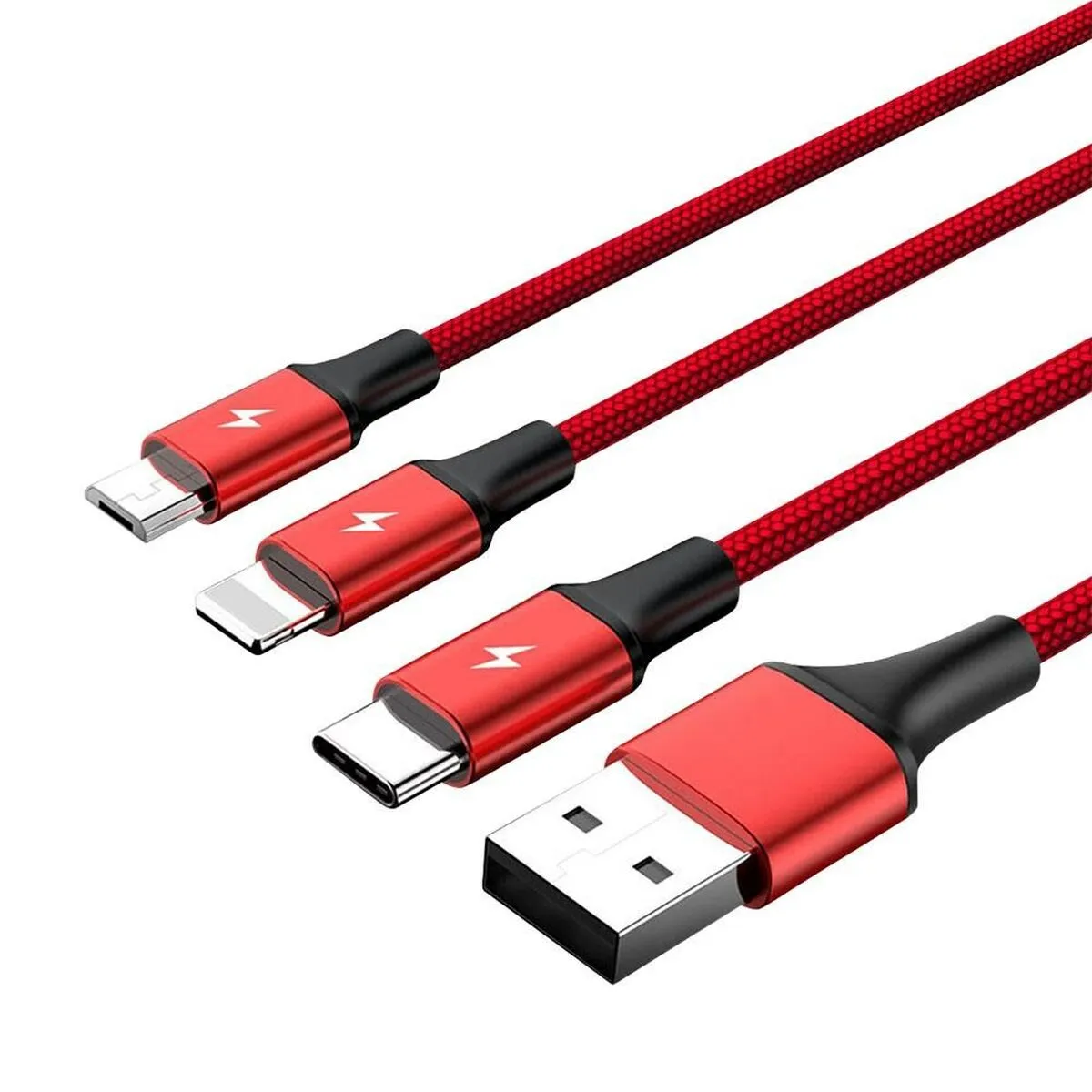 Cavo da USB a Micro USB, USB-C e Lightning Unitek C4049RD Rosso 1,2 m