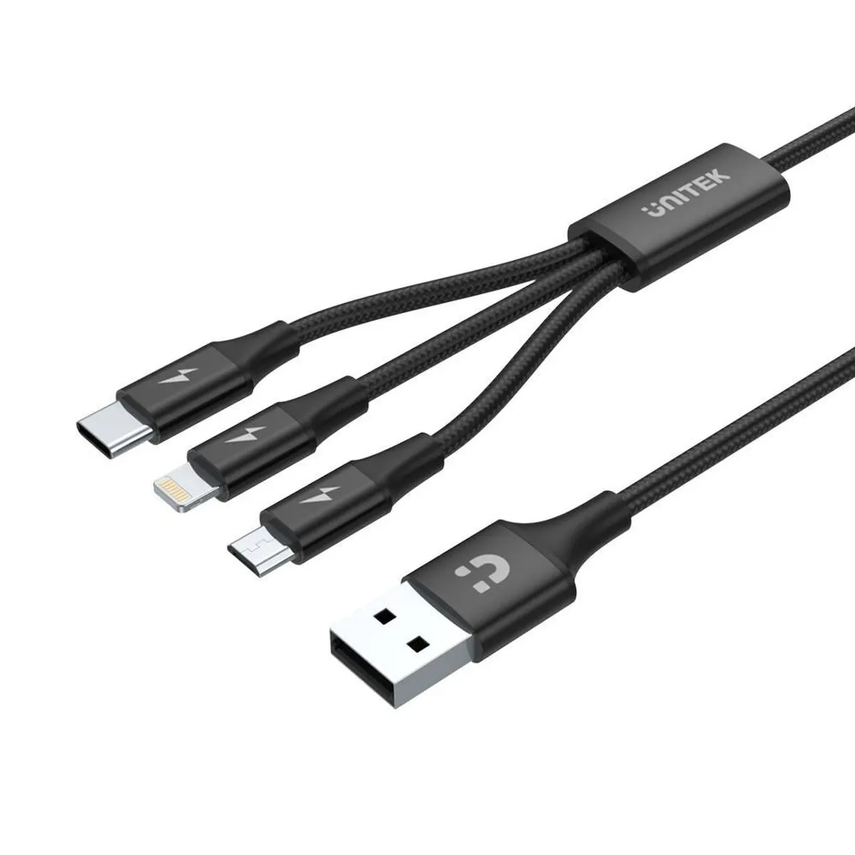 Cavo da USB a Micro USB, USB-C e Lightning Unitek C14049BK Nero 1,2 m