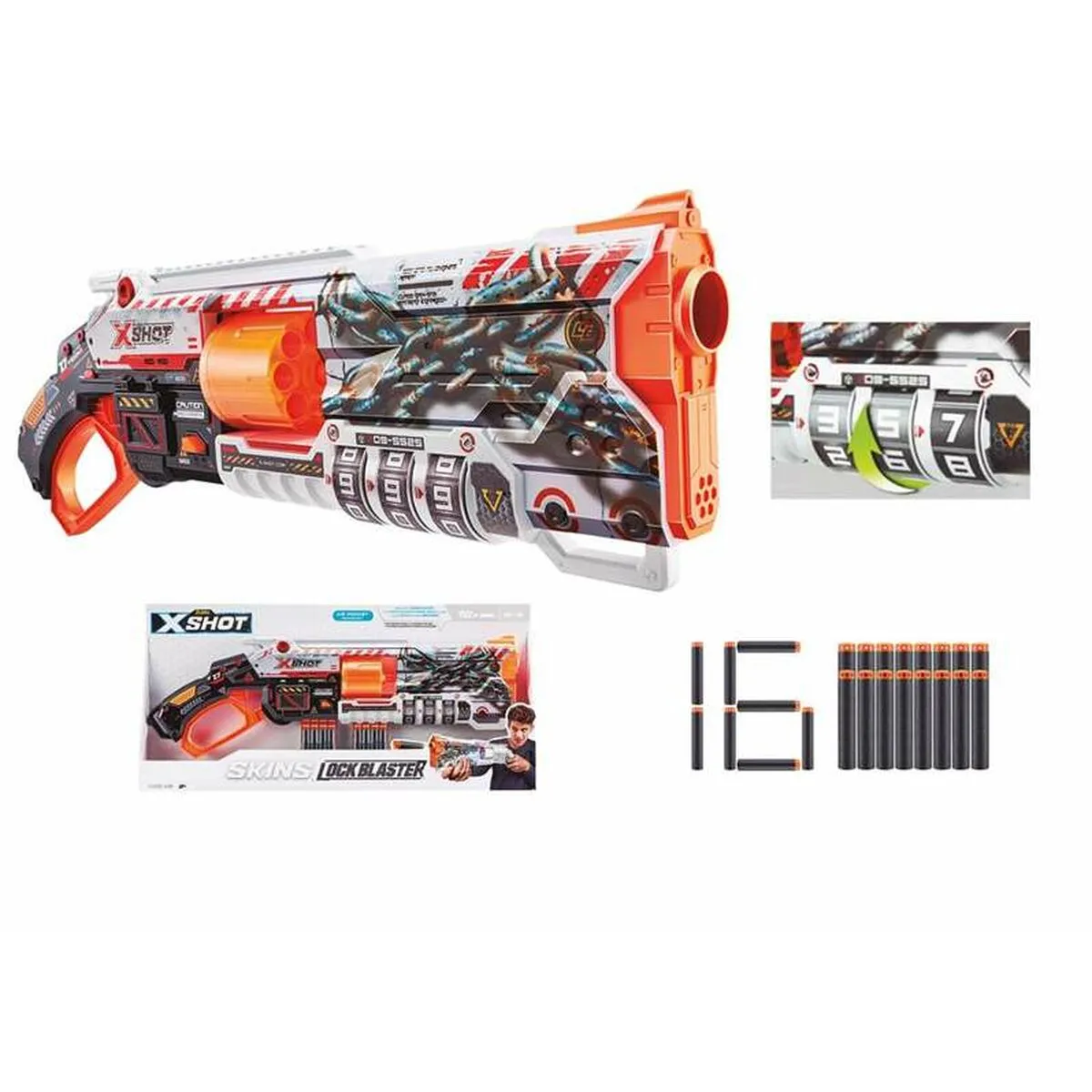 Pistola a Freccette Skins X-Shot Lock Blaster 54 x 17 x 4 cm