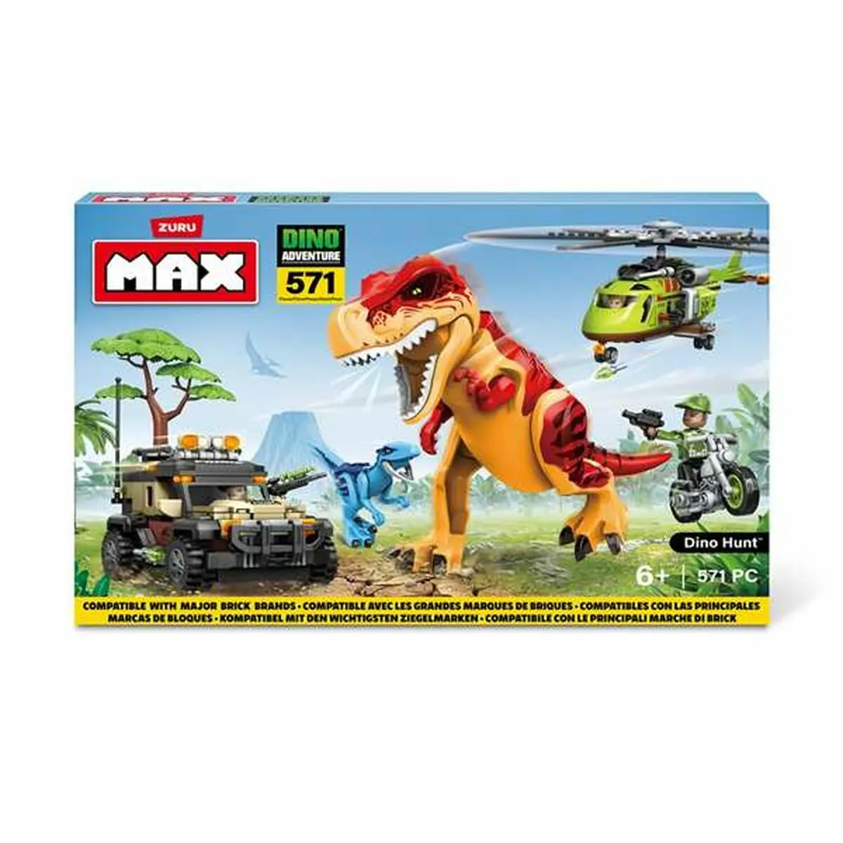 Gioco di Costruzione + Personaggi Zuru Max Dino 33 x 48,3 x 7,6 cm 592 Pezzi