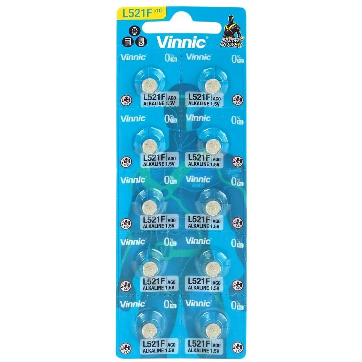 Batterie Vinnic G1 / AG1 / L621 / LR60 1,5 V (10 Unità)