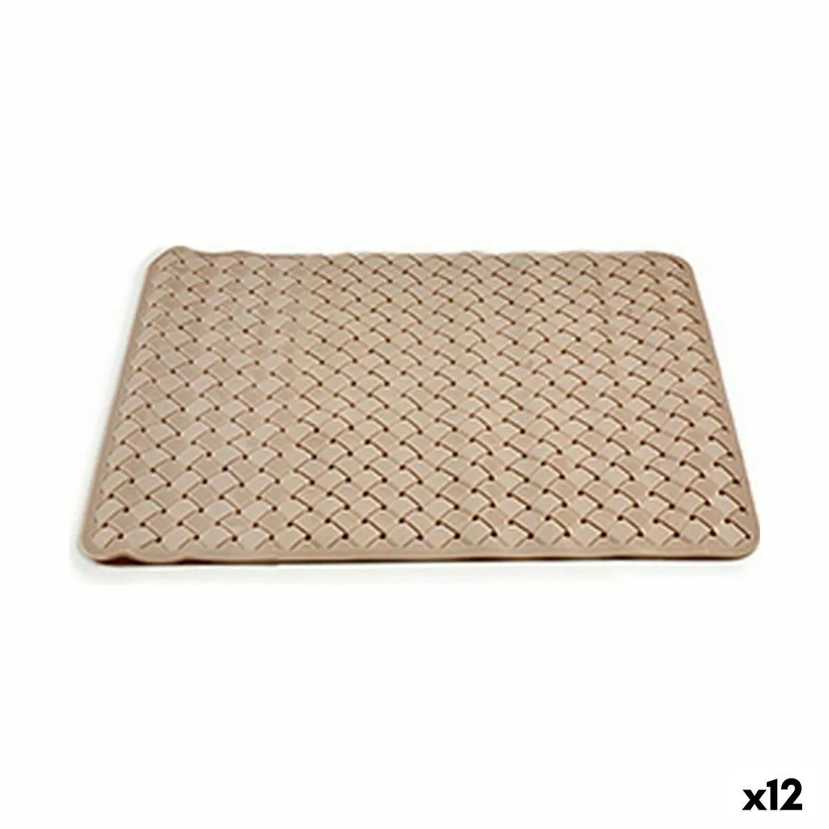 Tappeto da bagno Intrecciato Beige PVC (0,03 x 50 x 50 cm) (12 Unità)