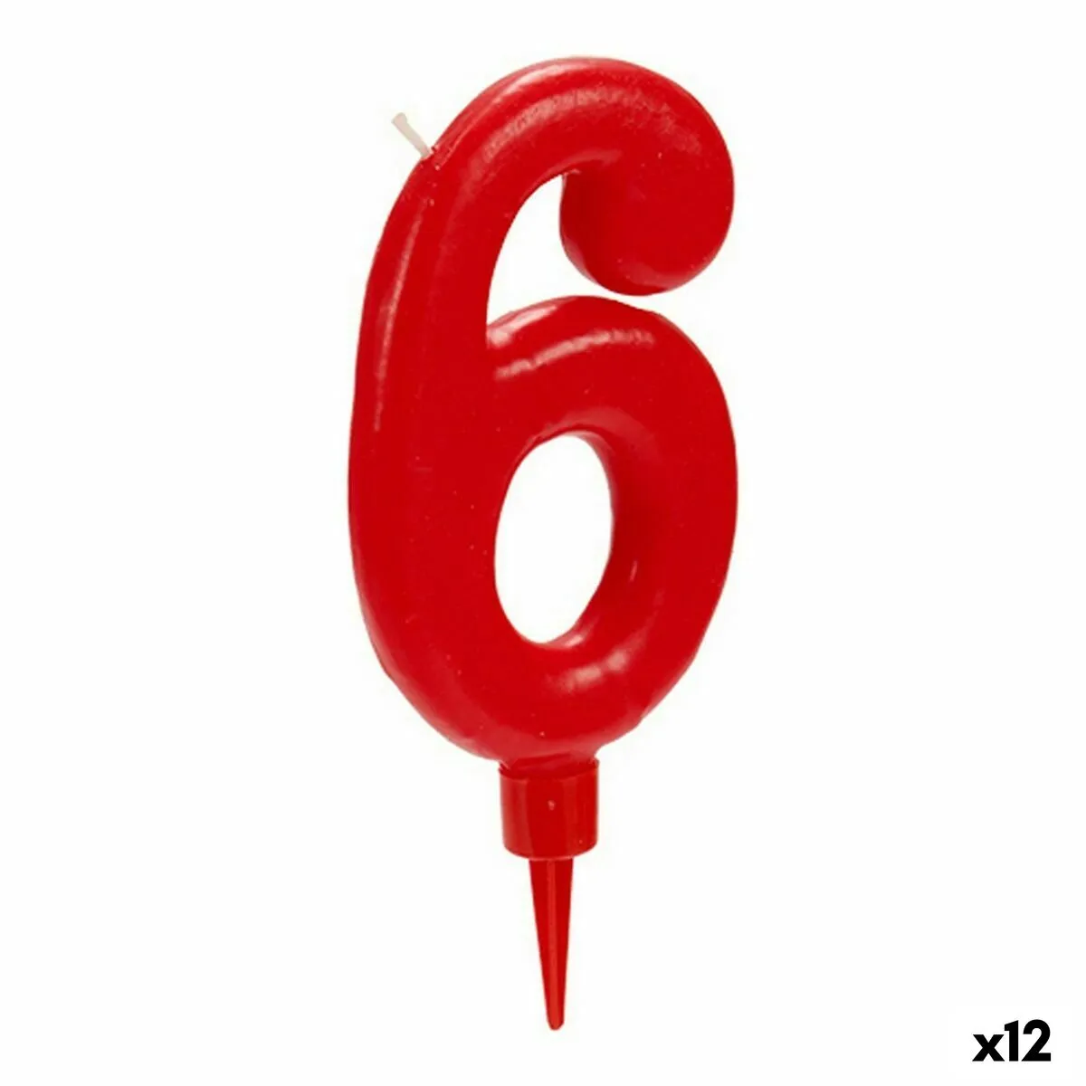 Candela Rosso Compleanno Numeri 6 (12 Unità)