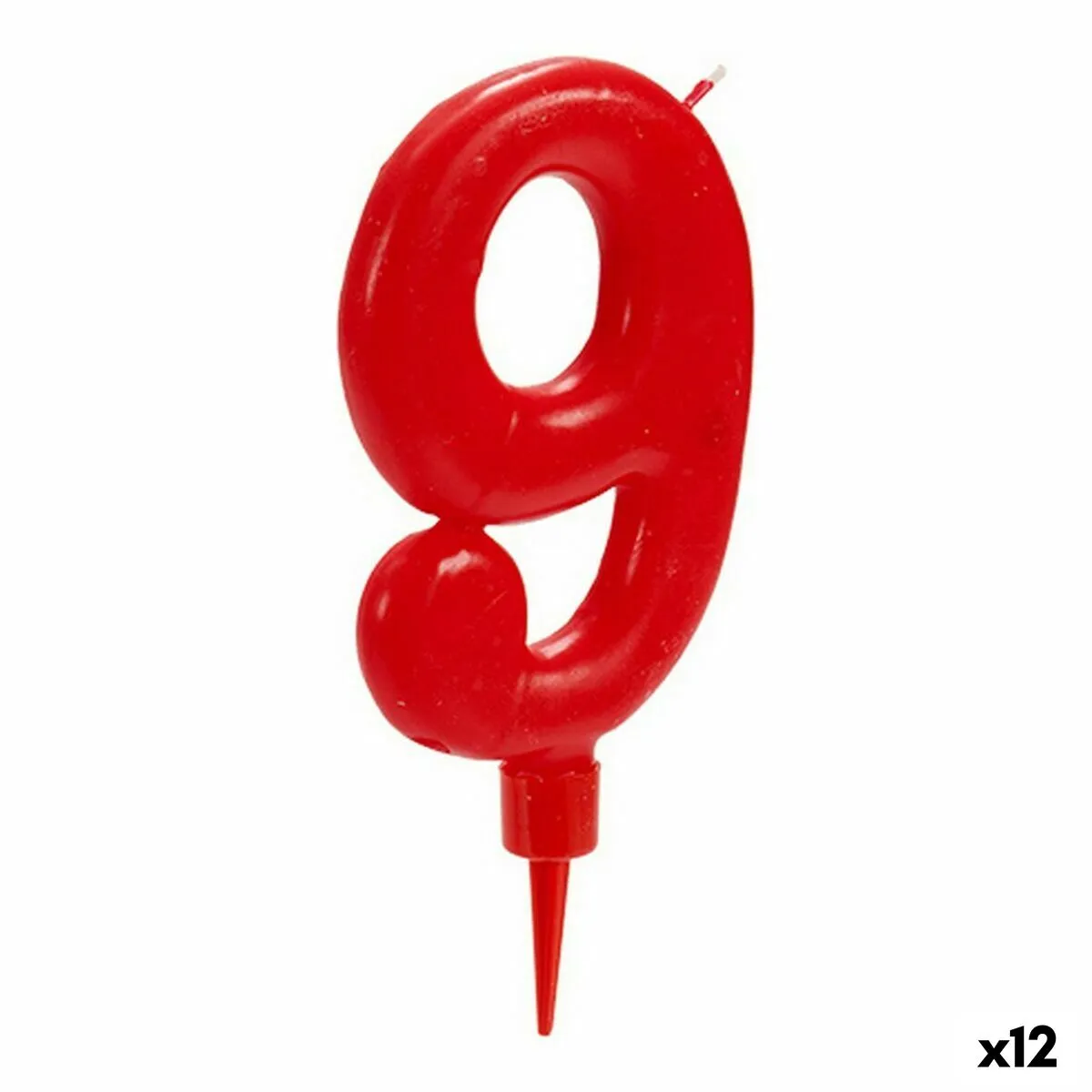 Candela Rosso Compleanno Numeri 9 (12 Unità)