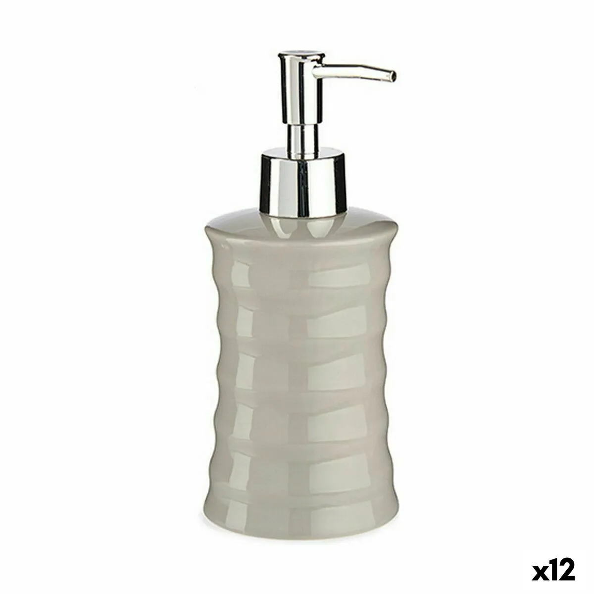 Dispenser di Sapone Onde Ceramica Grigio Metallo 12 Unità (260 ml)