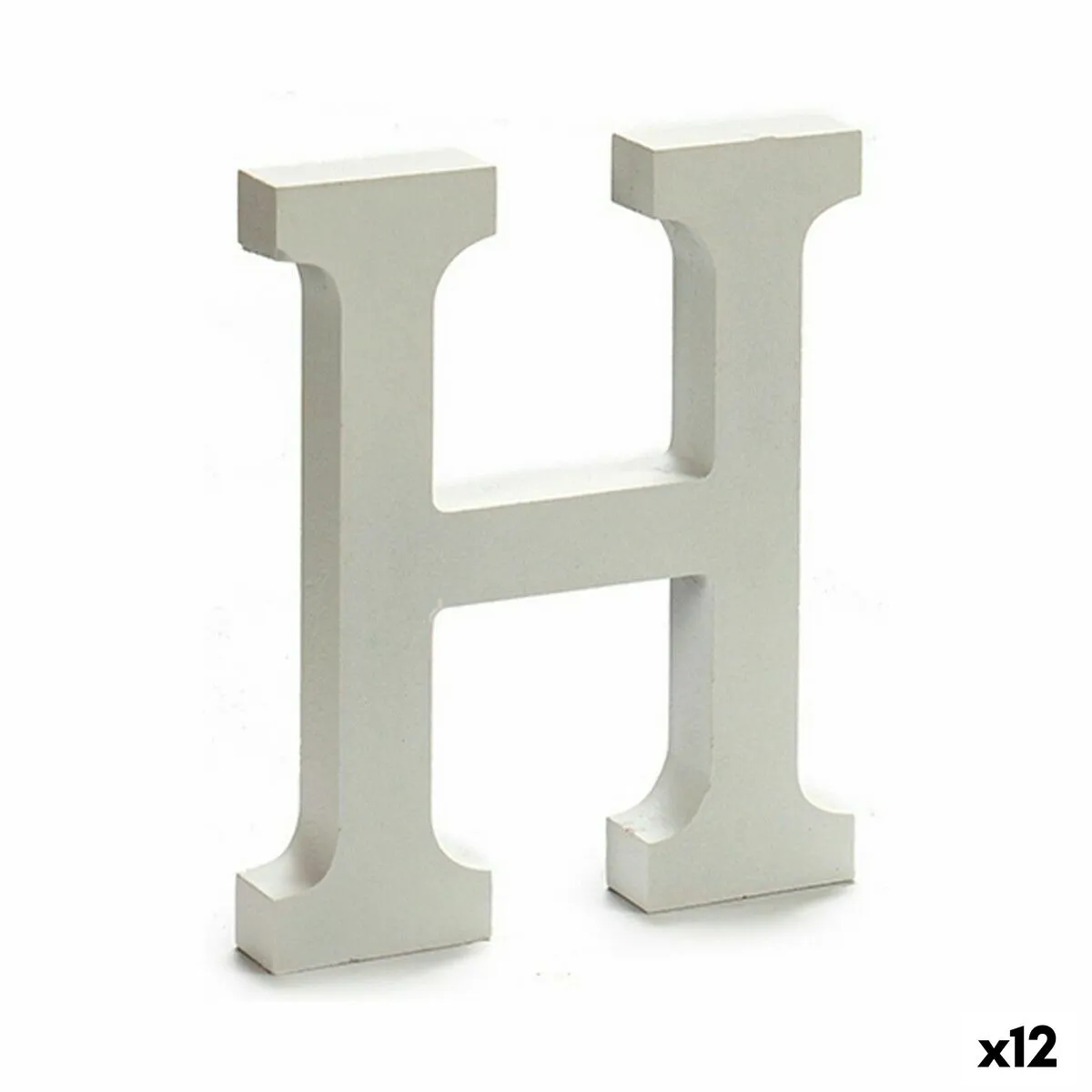 Lettera H Legno Bianco (1,8 x 21 x 17 cm) (12 Unità)