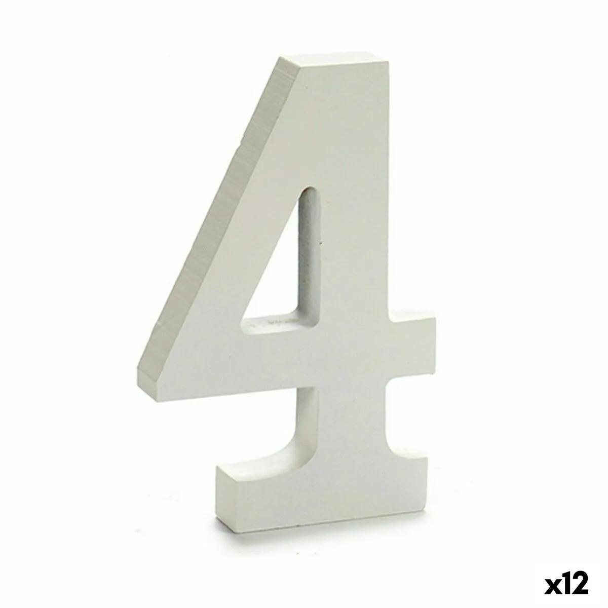 Numeri 4 Legno Bianco (1,8 x 21 x 17 cm) (12 Unità)