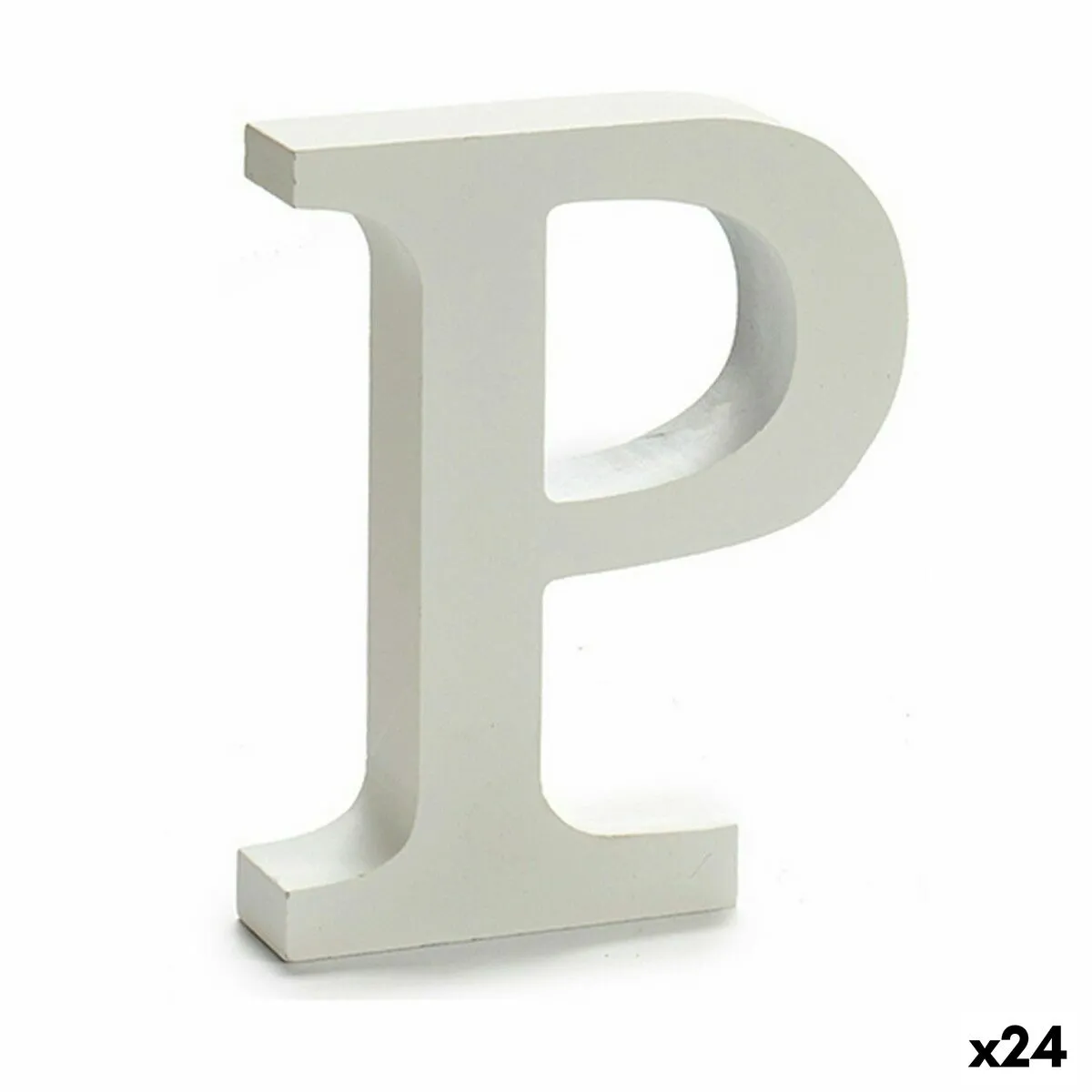 Lettera P Legno Bianco (2 x 16 x 14,5 cm) (24 Unità)