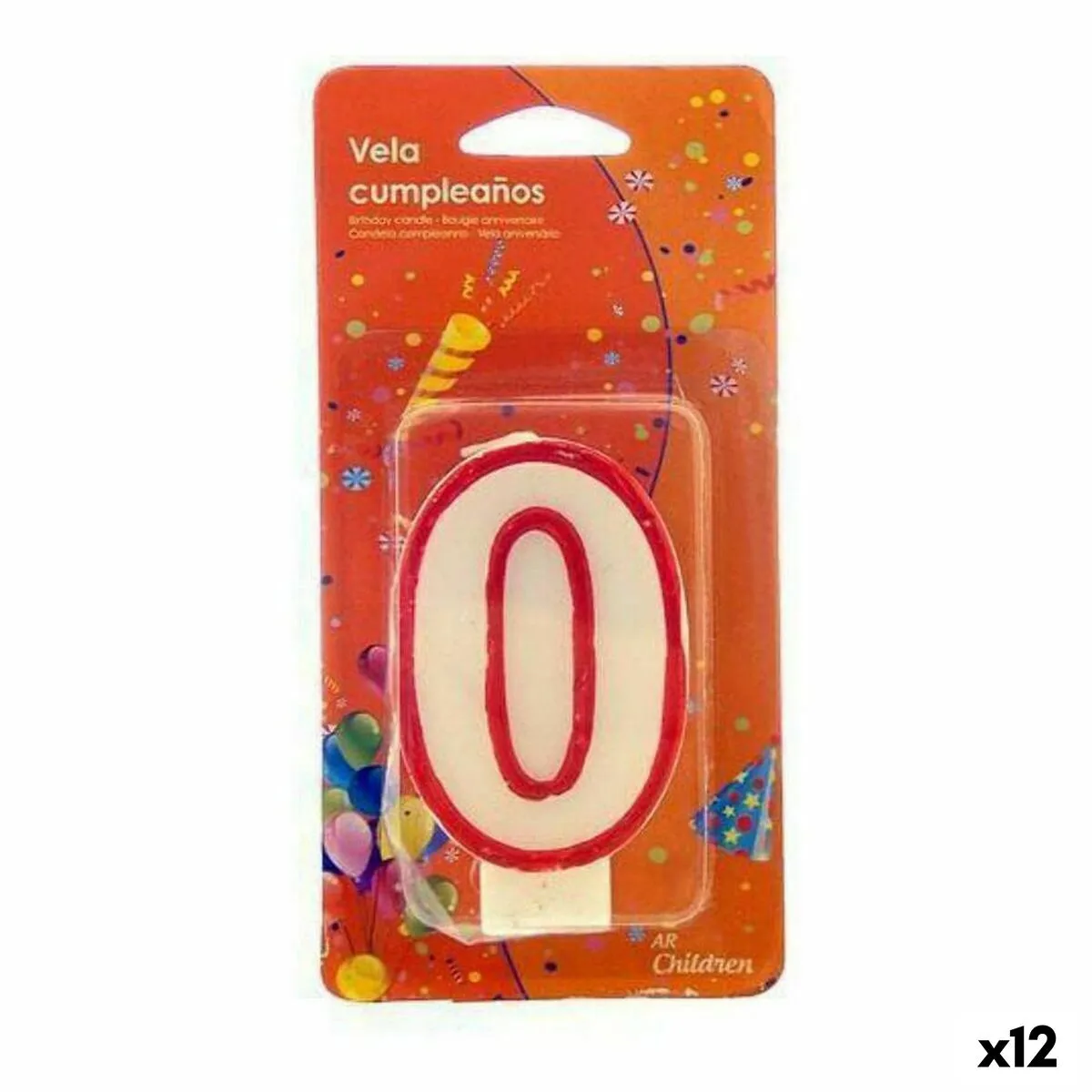 Candela Rosso Bianco Compleanno Numeri 0 (12 Unità)