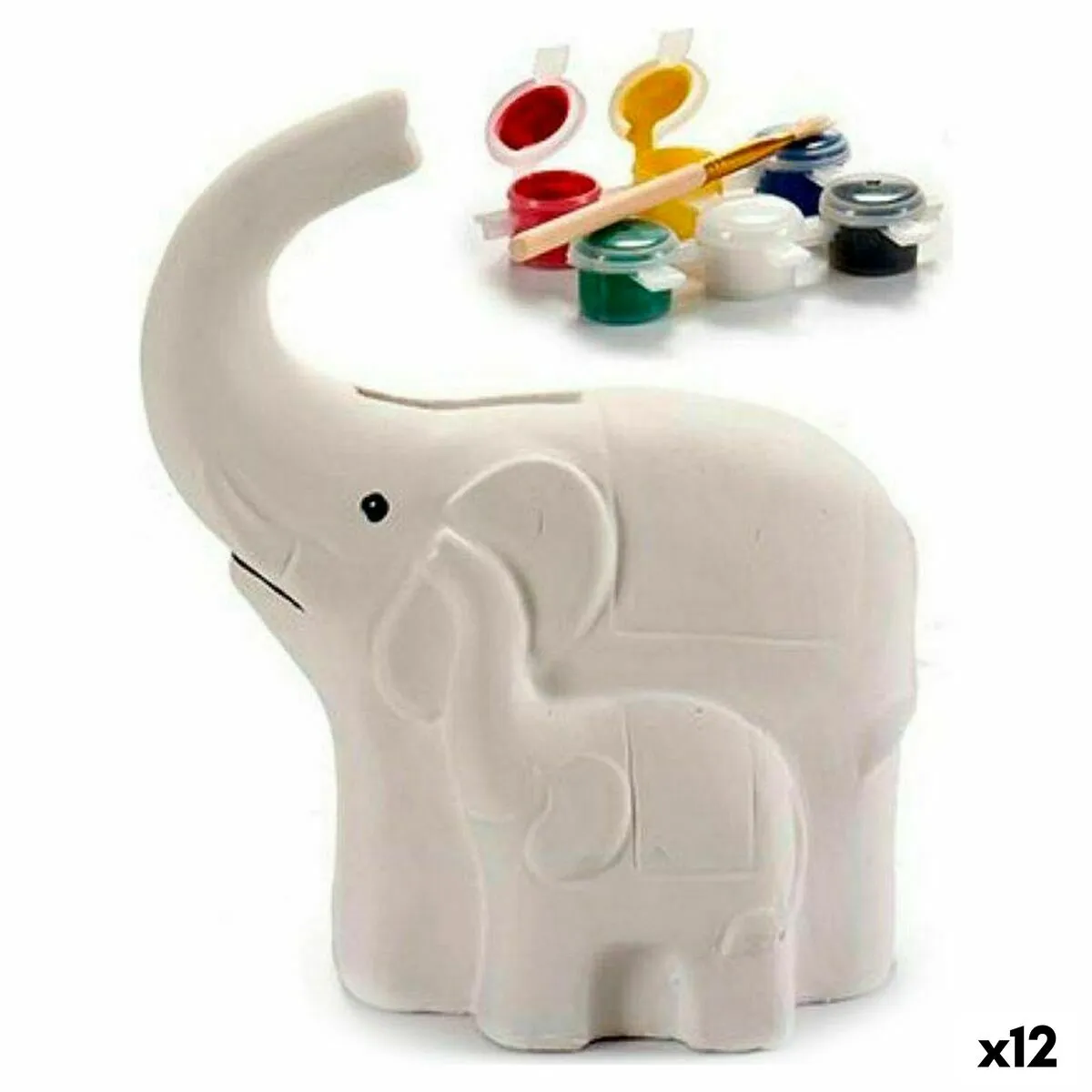 Salvadanaio Elefante Ceramica Bianco (8,3 x 14 x 12 cm) (12 Unità)