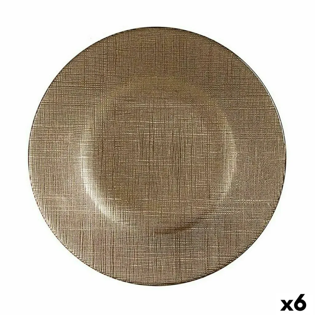 Piatto da pranzo Dorato Vetro 21 x 2 x 21 cm (6 Unità)