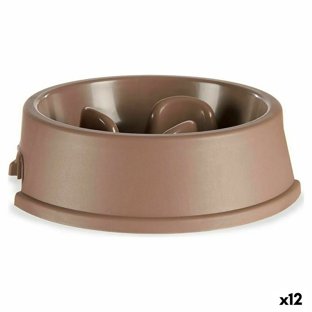 Ciotola ad Alimentazione Lenta per Animali Domestici Beige Plastica (27 x 7,5 x 27 cm) (12 Unità)