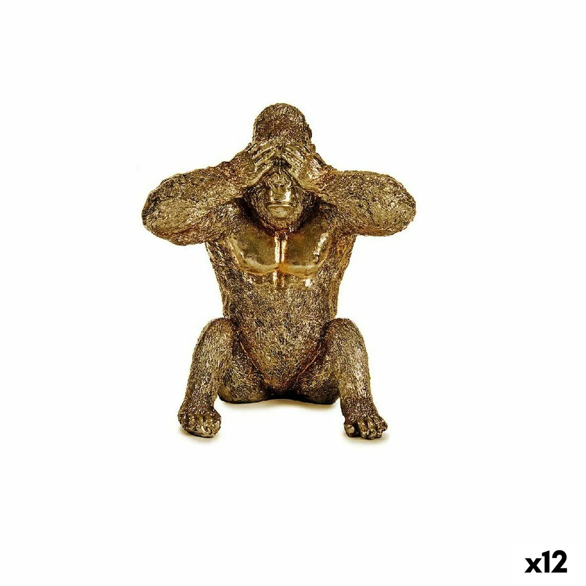 Statua Decorativa Gorilla Dorato Resina (9 x 18 x 17 cm)