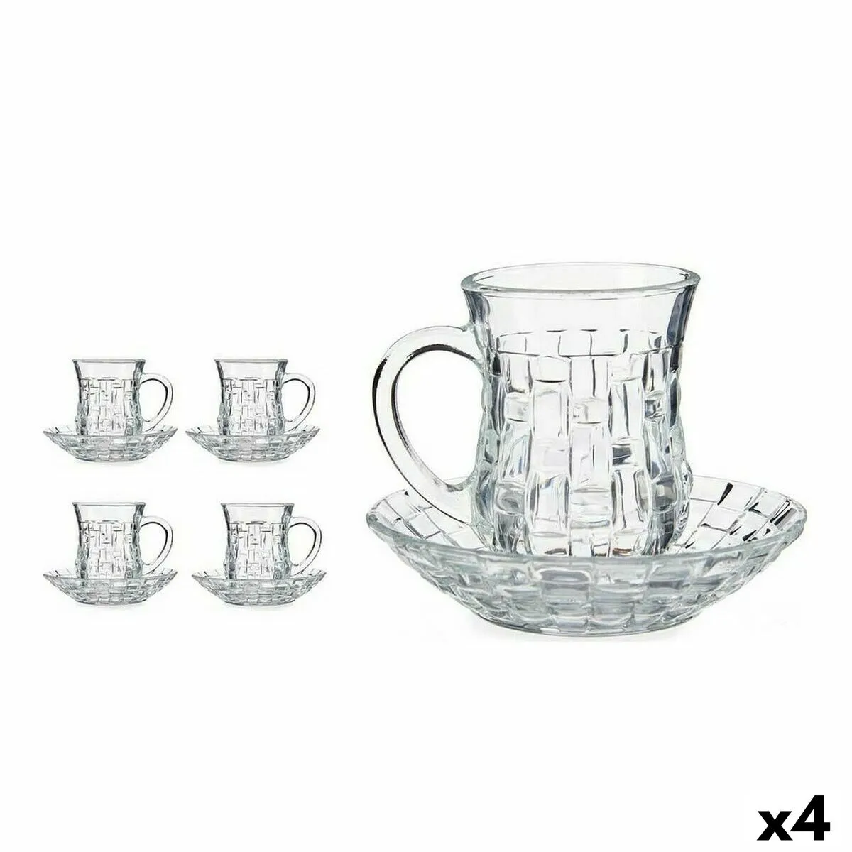 Set di Tazze e Piatti 125 ml Trasparente Vetro (12 x 9 x 12 cm) (4 Unità)