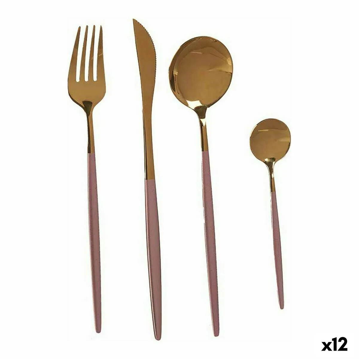 Set di Posate Rosa Dorato Acciaio inossidabile (12 Unità)