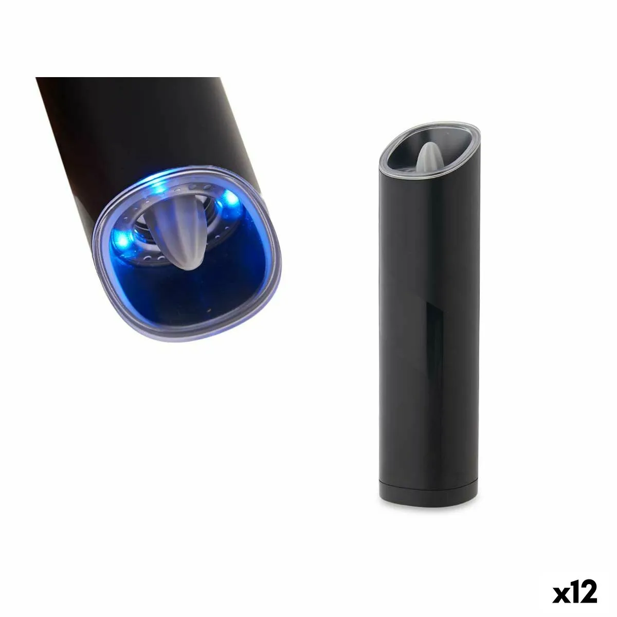 Macinino Elettrico Luce LED Ceramica Nero Acciaio ABS AS (5,2 x 20,3 x 5,2 cm)