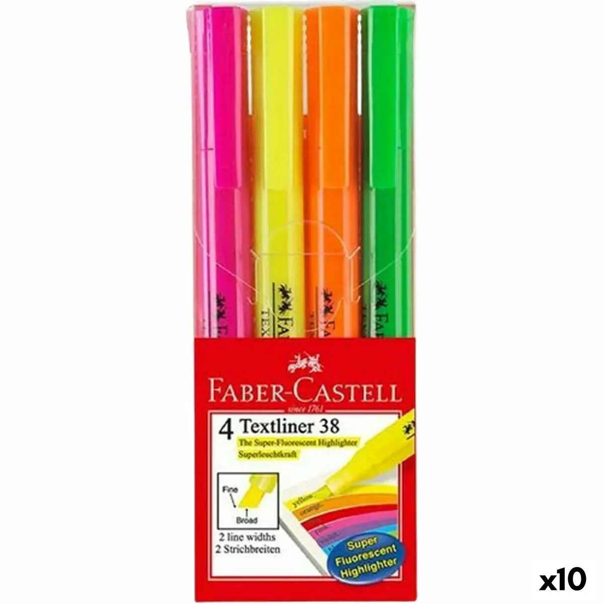 Set di Evidenziatori Faber-Castell Textliner 38 10 Unità