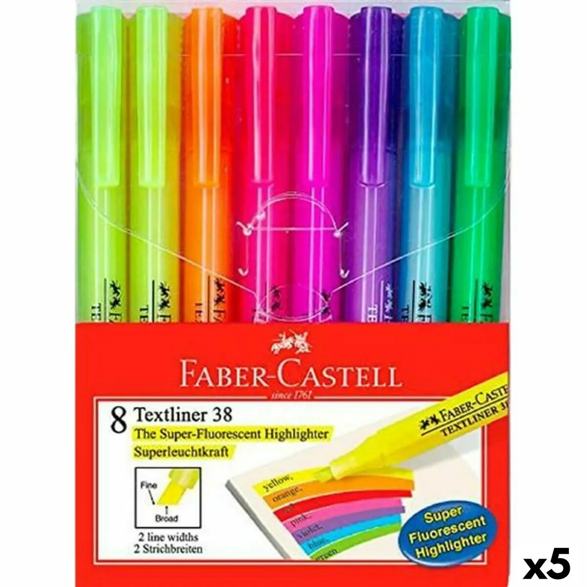 Set di Evidenziatori Faber-Castell Textliner 38 5 Unità