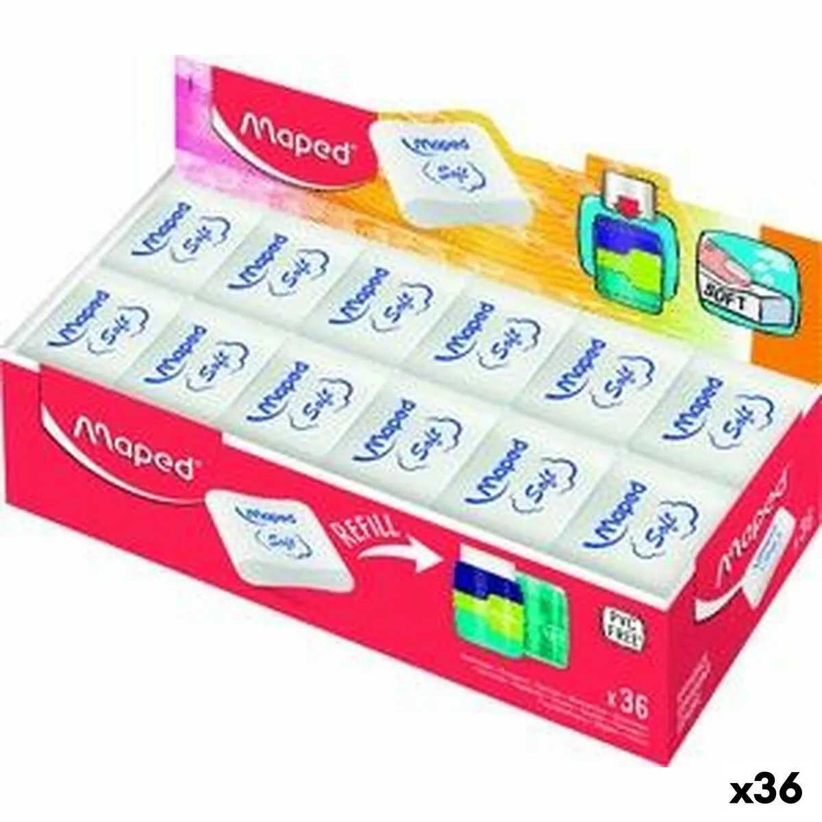 Set di Gomme da Cancellare Maped Essential Soft Connect Bianco 36  Unità