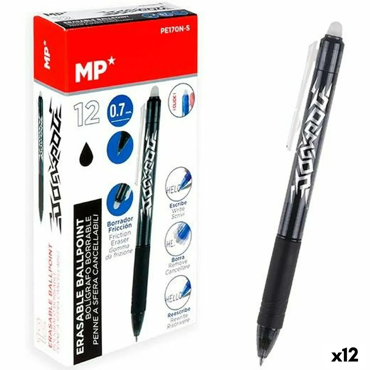 Penna MP Inchiostro cancellabile 0,7 mm (12 Unità)