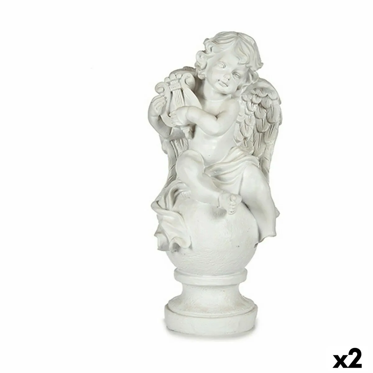 Statua Decorativa Angelo Bianco 22 x 22 x 48 cm (2 Unità)