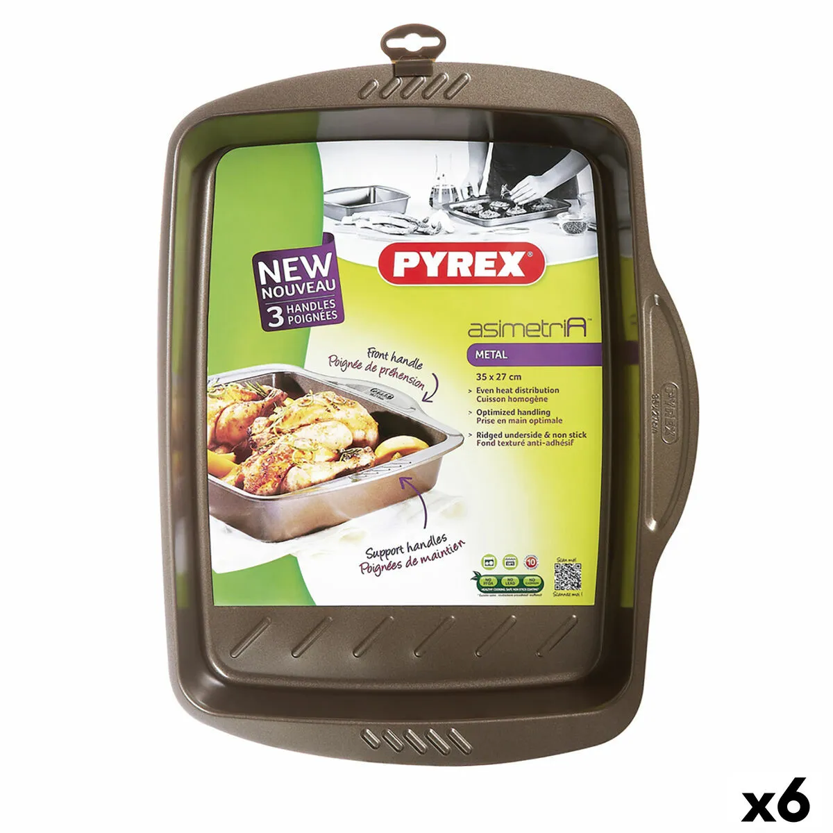 Stampo da Forno Pyrex Asimetria Rettangolare Nero 35 x 27 cm Metallo (6 Unità)