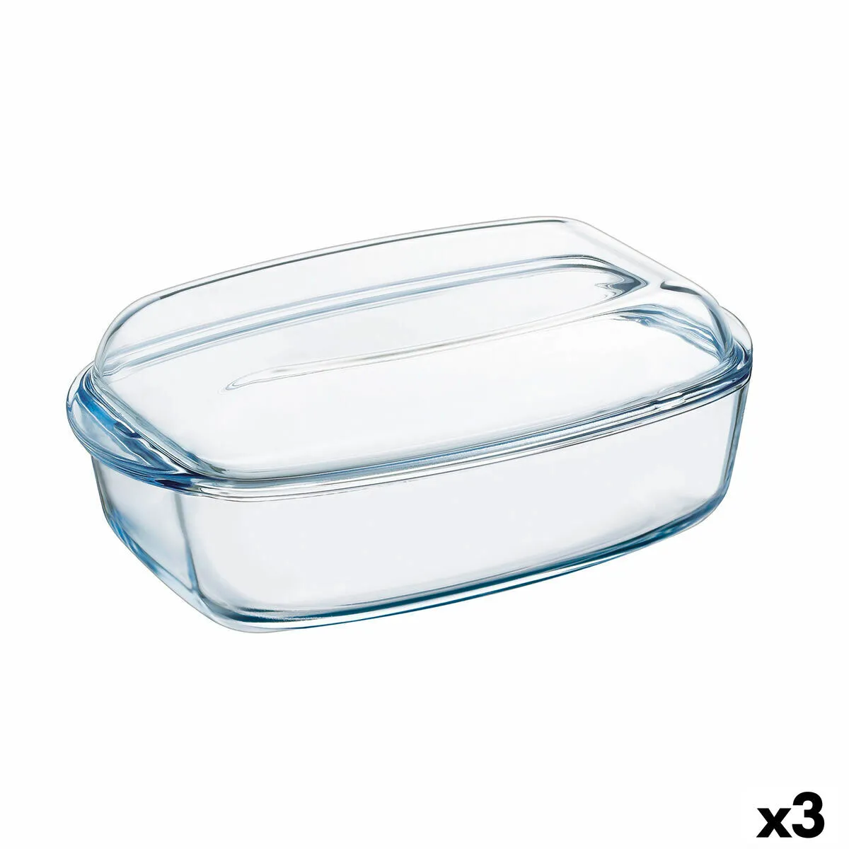 Teglia da Cucina Pyrex Classic Con coperchio 4,5 L 38 x 22 x 11 cm Trasparente Vetro (3 Unità)