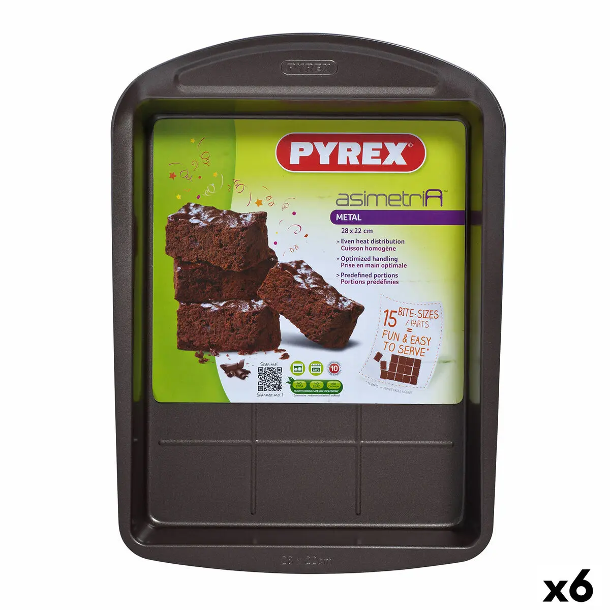 Stampo da Forno Pyrex Asimetria Rettangolare Nero 28 x 22 cm Metallo (6 Unità)