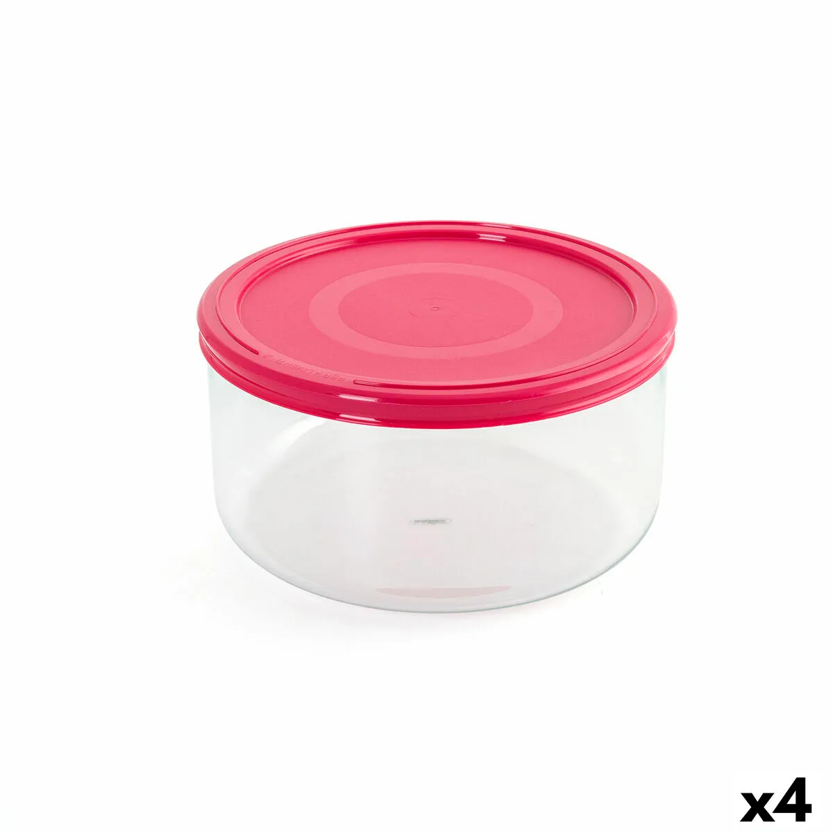 Porta Pranzo Rotondo con Coperchio Pyrex Cook & frezze Rosa Vetro (1,6 L) (4 Unità)