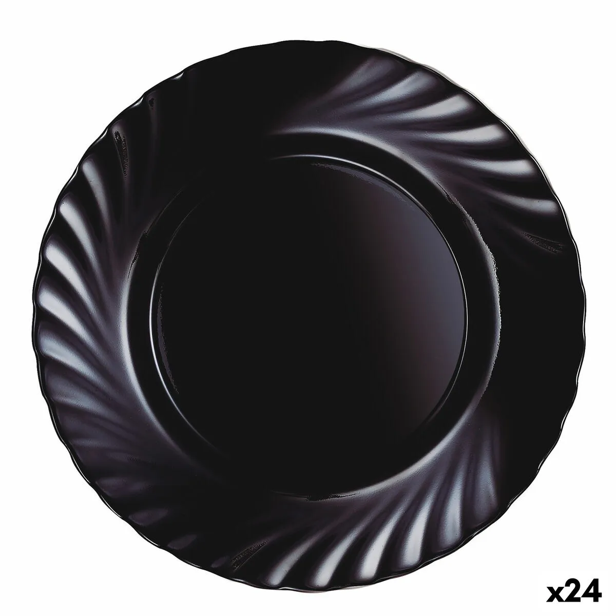 Piatto da pranzo Luminarc Trianon Black Nero Vetro Ø 24,5 cm (24 Unità)