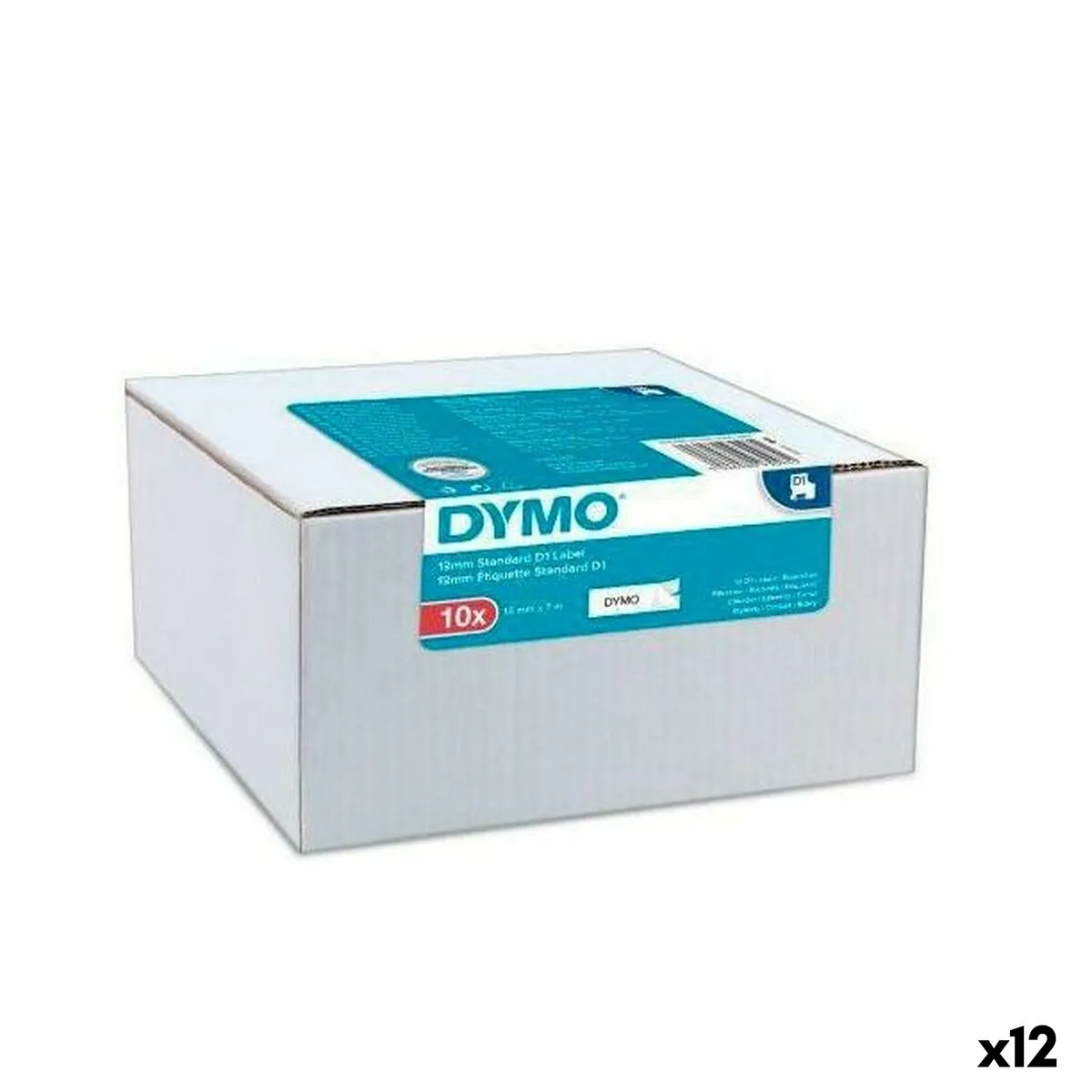 Nastro Laminato per Etichettatrici Dymo Nero Bianco 10 Pezzi Autoadesive (12 Unità)