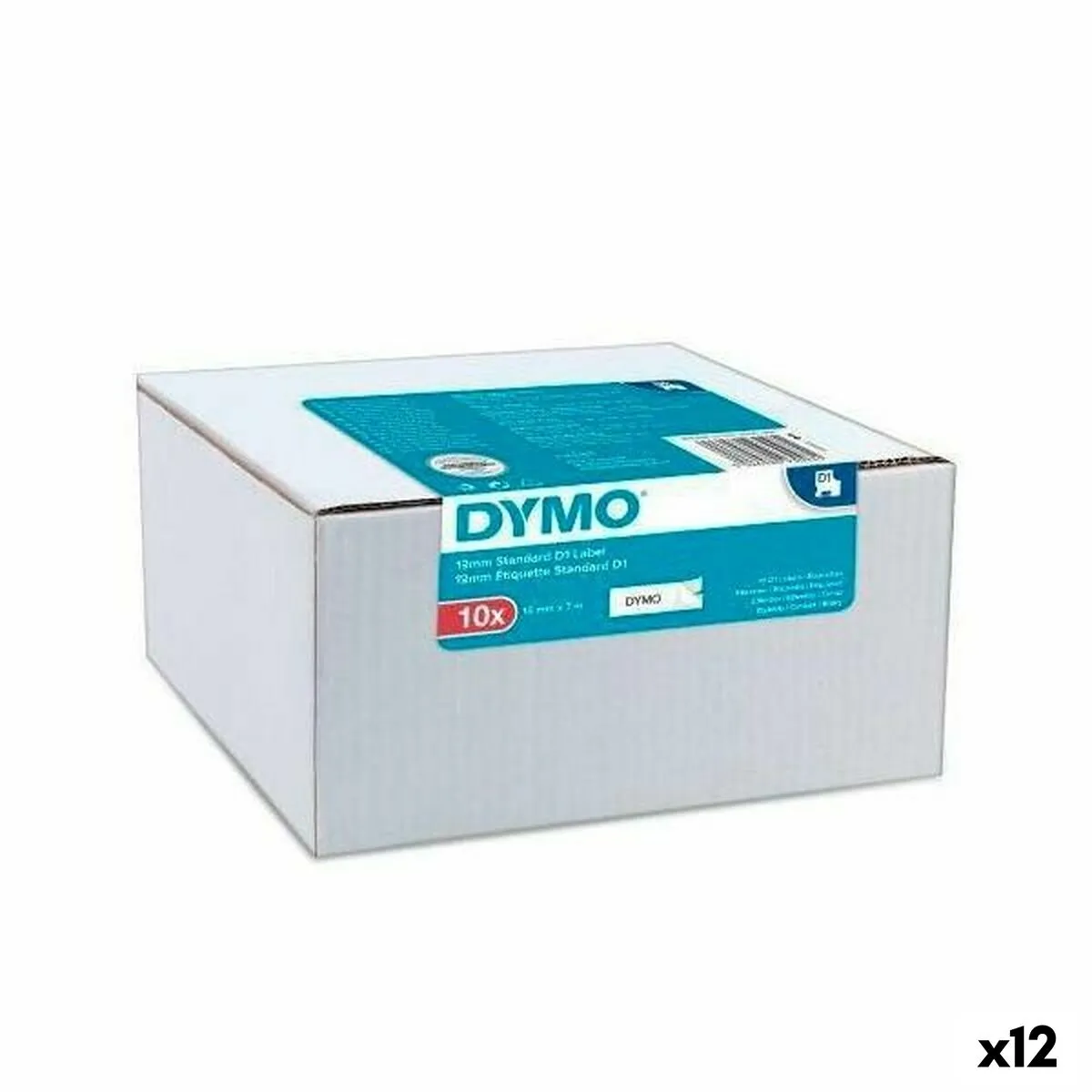 Nastro Laminato per Etichettatrici Dymo Nero Bianco 10 Pezzi Autoadesive (12 Unità)