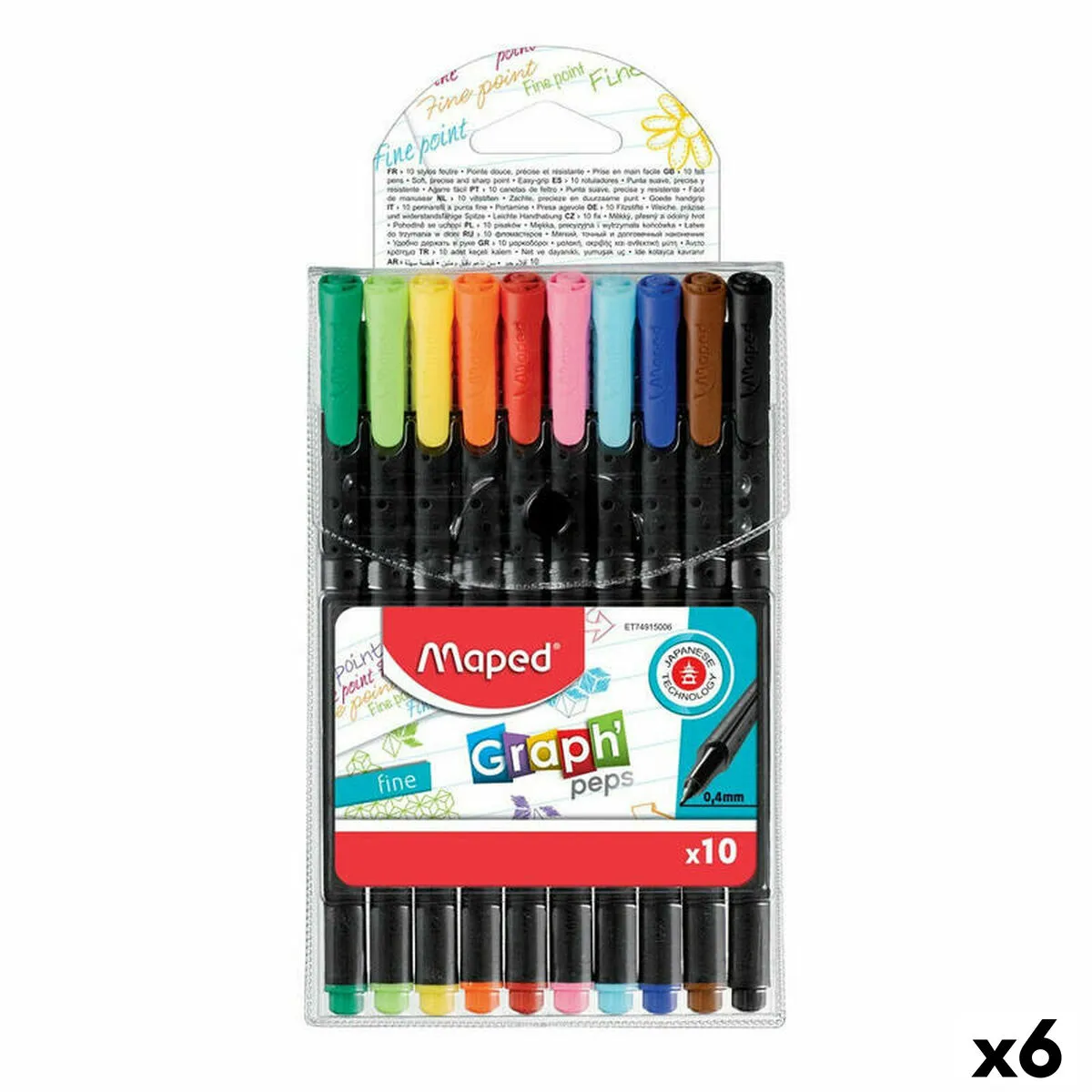 Set di Pennarelli Maped Graph´Peps Multicolore 10 Pezzi (6 Unità)