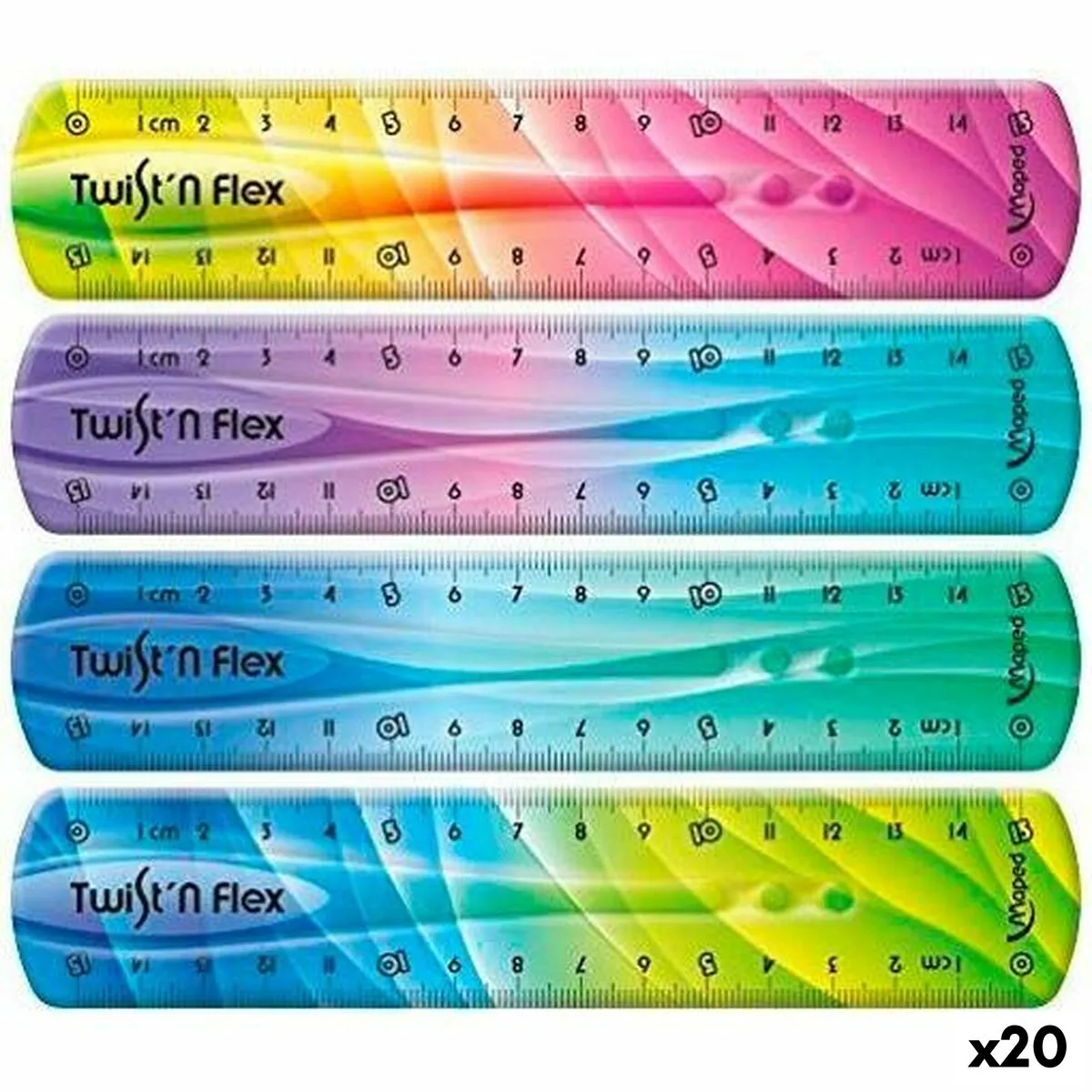 Seti di righelli Maped Twist'n Flex Multicolore 15 cm Flessibile 20 Unità