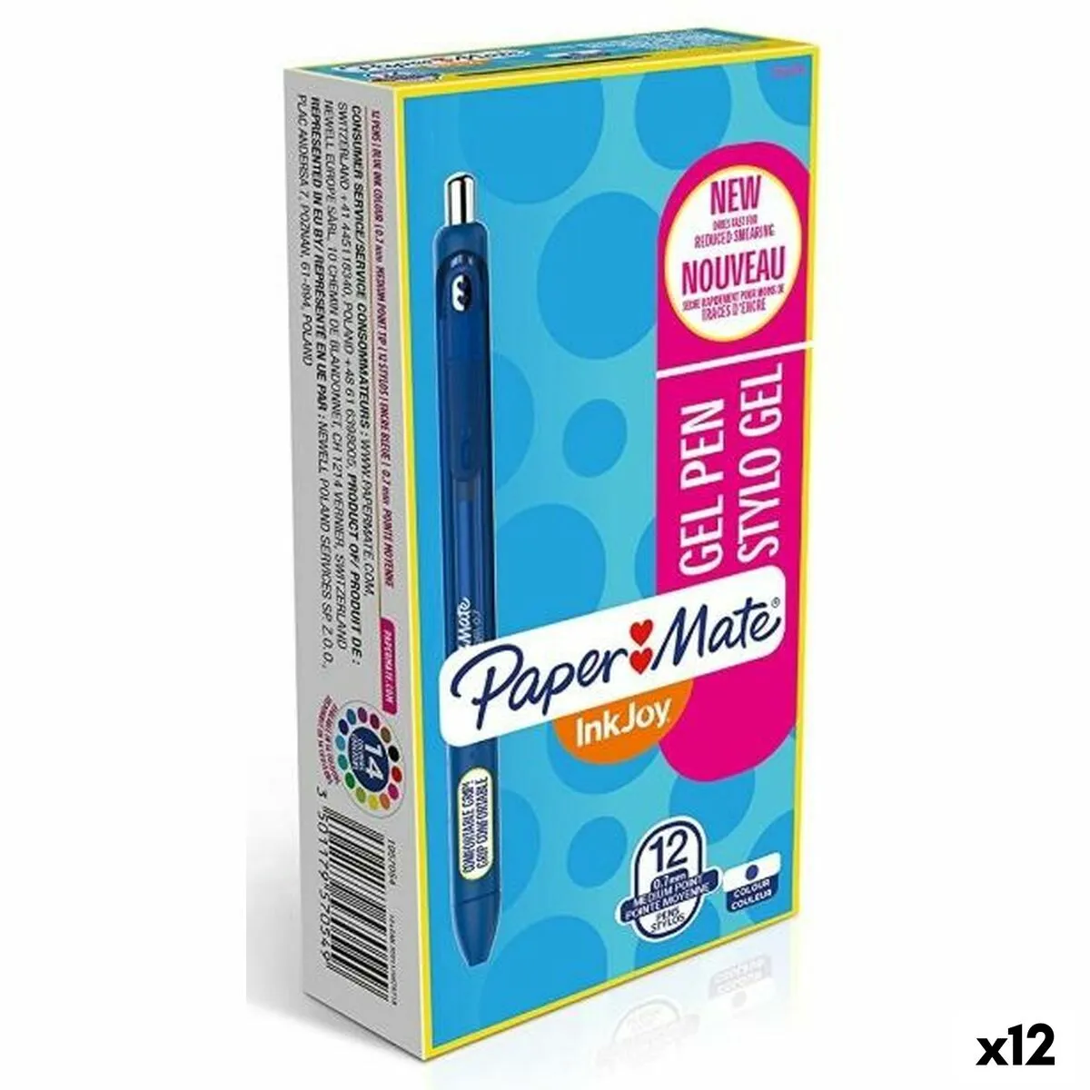 Penna gel Paper Mate Inkjoy 12 Pezzi Azzurro (12 Unità)