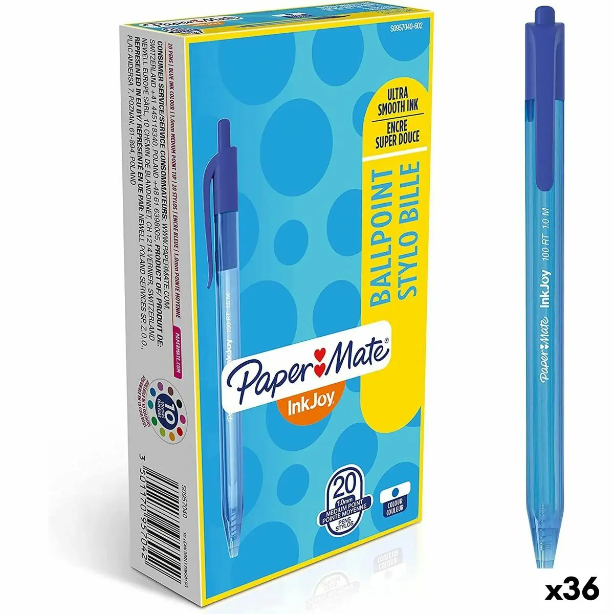 Penna Paper Mate Inkjoy 20 Pezzi Azzurro 1 mm (36  Unità)