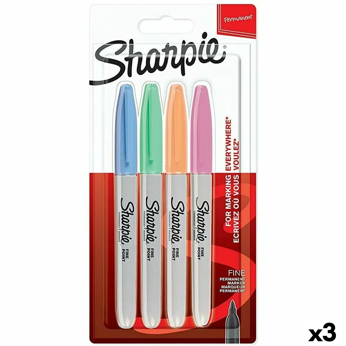 Set di Pennarelli Sharpie 4 Pezzi Multicolore (3 Unità)