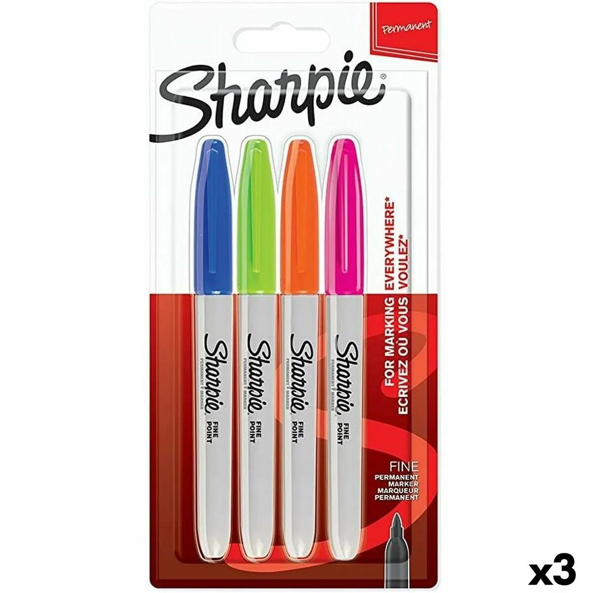 Set di Pennarelli Sharpie 4 Pezzi Multicolore (3 Unità)